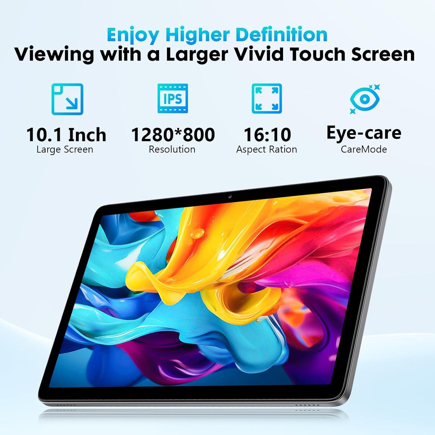 10 Inch Tablet, Android 15 Tablet with 24GB RAM + 128GB ROM (1TB Expandable), Octa-Core, 1280x800 IPS HD Touchscreen, 5MP+8MP Dual Camera, 6000mAh, Tablet with Keyboard, Mouse, Widevine L1(Blue)