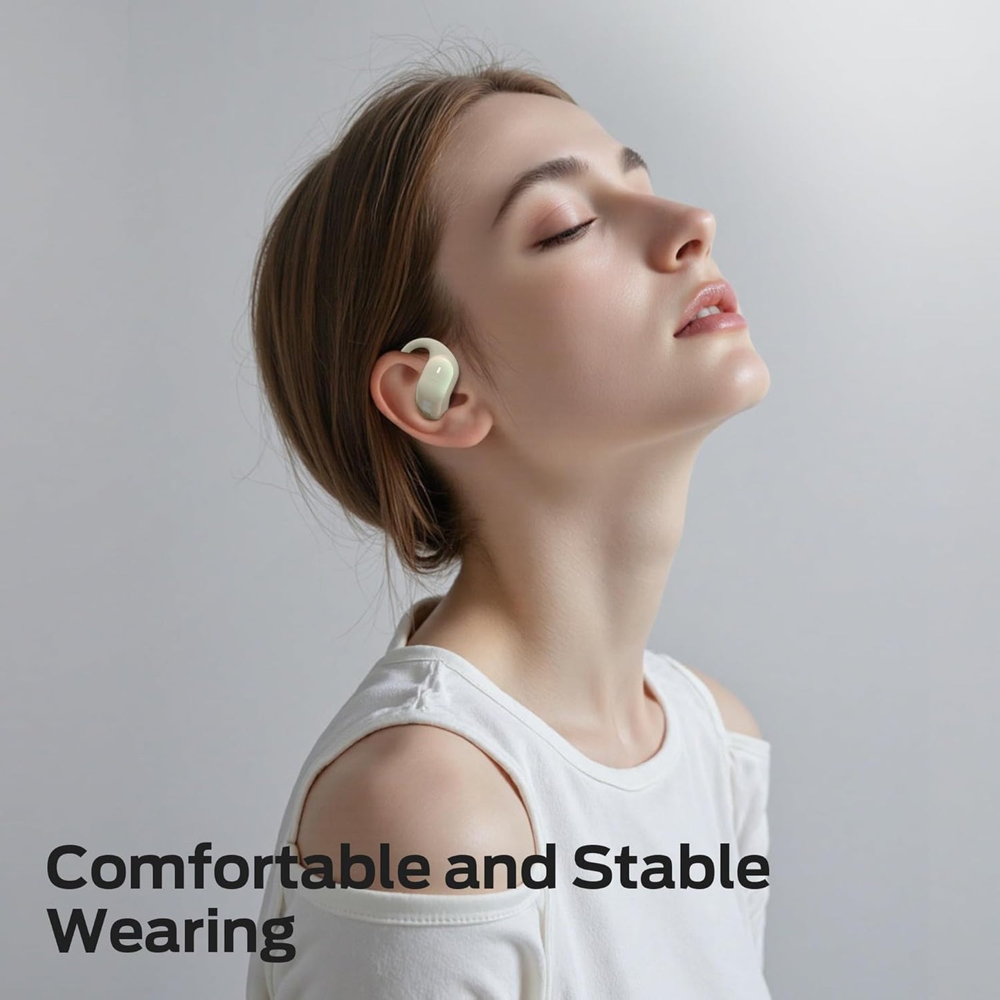 Monster Open Ear AC326 Headphones, Bluetooth 6.0 Wireless Earbuds with Dual-Mic Clear Calls, Air Conduction Headphones with Ear Hooks, Spatial Audio, Snug Fit, 35H Playtime, IPX5 for Sports, Off-white