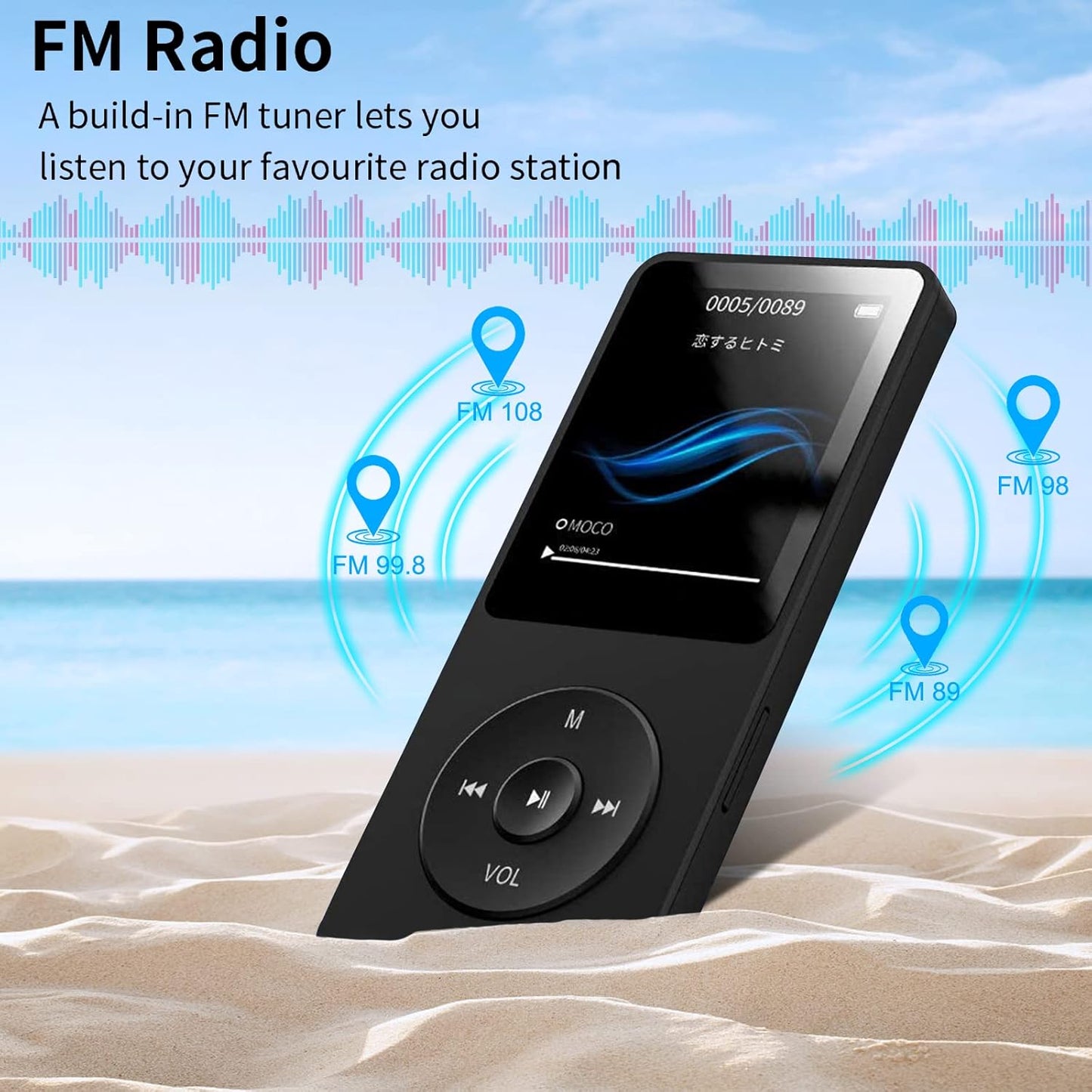 32GB MP3 Player with Bluetooth, Wodgreat Portable HiFi Lossless Music Players with Built-in Speaker for FM/Video/E-Book, Multifunctional Walkman Media Player with TF Card Slot, Support up to 128GB