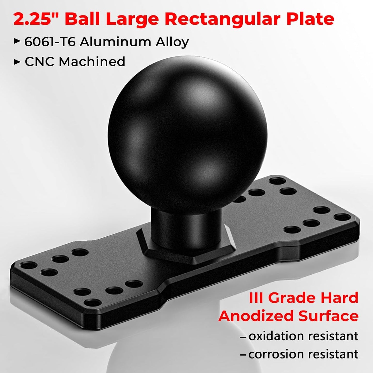 VAZESWIN 2.25" Ball Large Fish Finder Mount, Aluminum Alloy Universal Marine Electronic Mounting Plate for Garmin, Lowrance and More, Compatible with RAM Mounts D Size 2.25" Ball Double Socket Arm