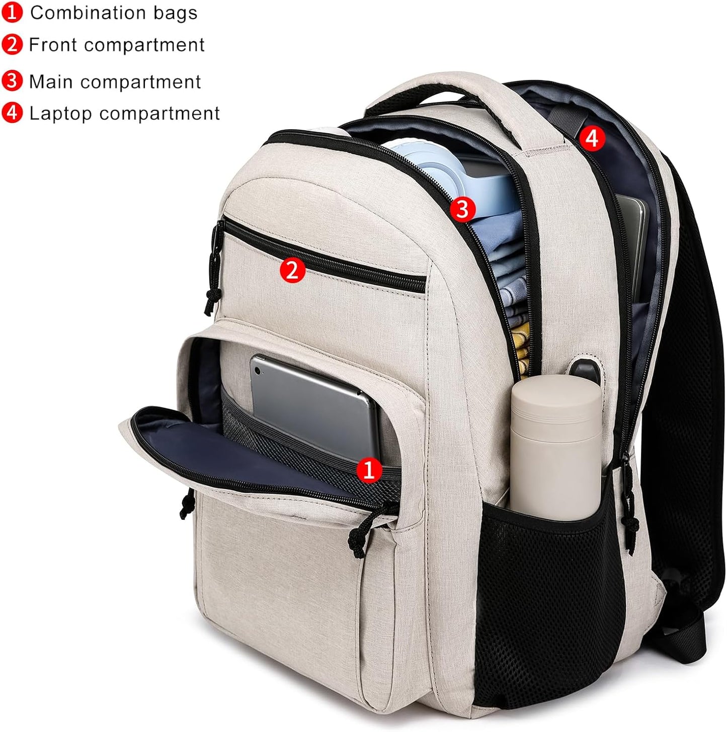 School backpack for Teen Boys, Backpack for Men,15.6 inch Laptop Backpack with USB Charging Port, Large Computer Bookbag with Compartments, Ergonomic Straps, Black