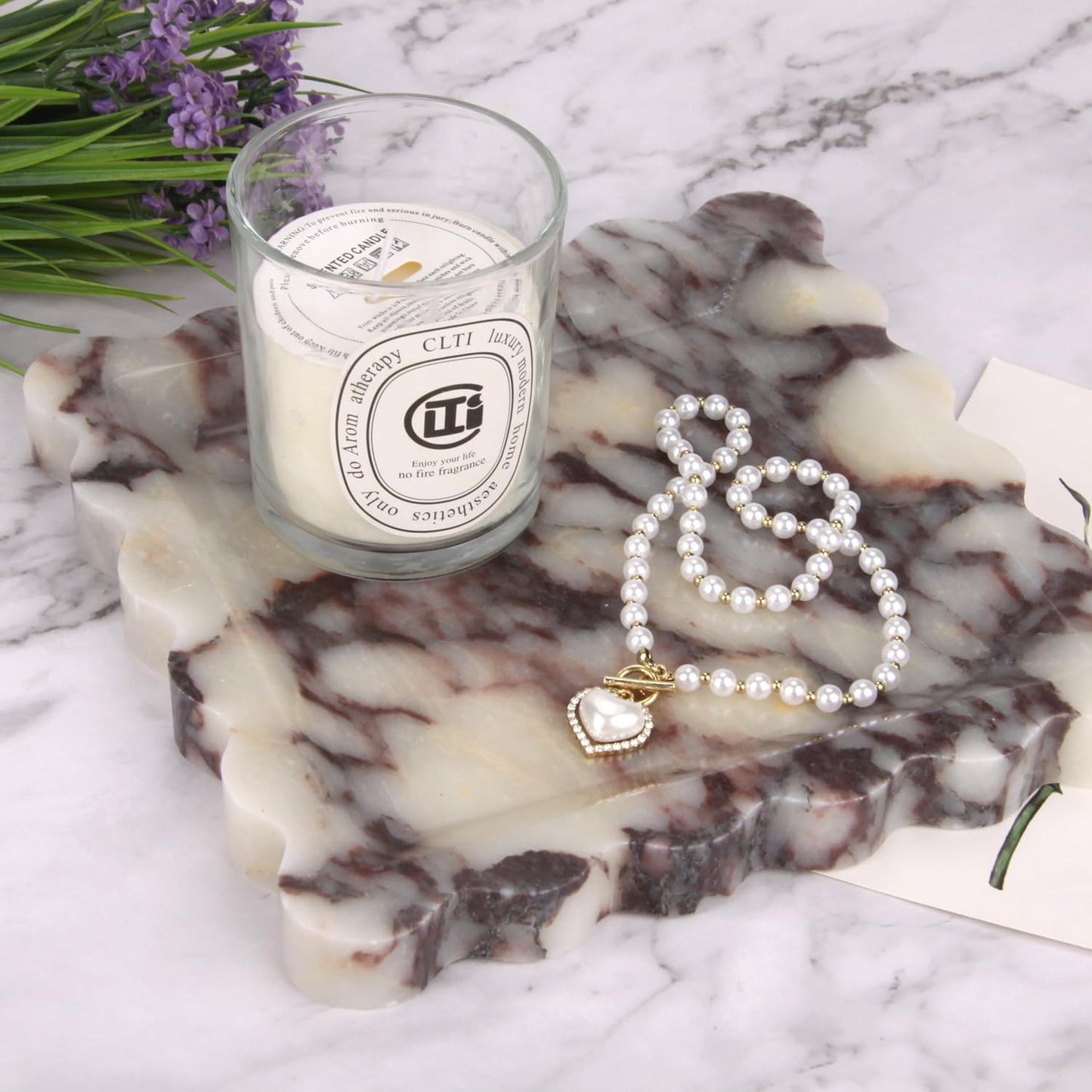 HESHIBI Marble Decorative Tray, Square, 8x8 inches, Rosso Lepanto, Luxury Natural Stone, Bathroom Vanity, Dresser Top, Kitchen Sink, Trinket Ring Tray