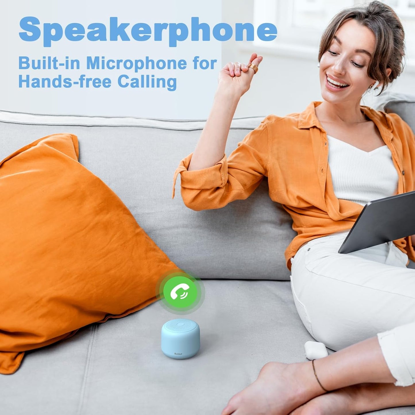 Bobtot Portable Bluetooth Speakers with Strap Easy to Carry, Wireless IPX5 Waterproof Mini Speaker with Loud Stereo Sound, 20 Hours Playtime, Rechargeable Battery, Built-in Microphone (Green)