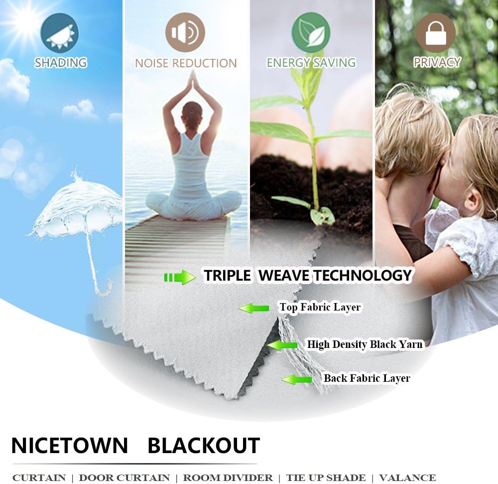 NICETOWN Blackout Curtains 2 Panels for Bedroom- Thermal Insulated Grommet Blackout Curtains 63 Inches Long for Living Room/Kitchen Rideaux occultants (2 Panels, W42 x L63 -Inch,Grey) - PuriLite