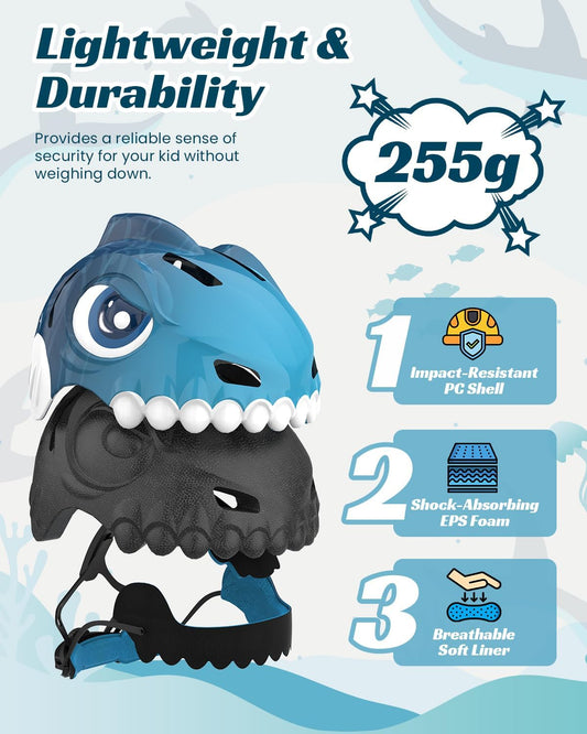 FUNWICT Kids Bike Helmet 3-5-8 Toddler Helmet Animal 3D Cartoon Boys Girls Safety Adjustable Kids Helmet for Cycling Scooter Skateboard - PuriLite