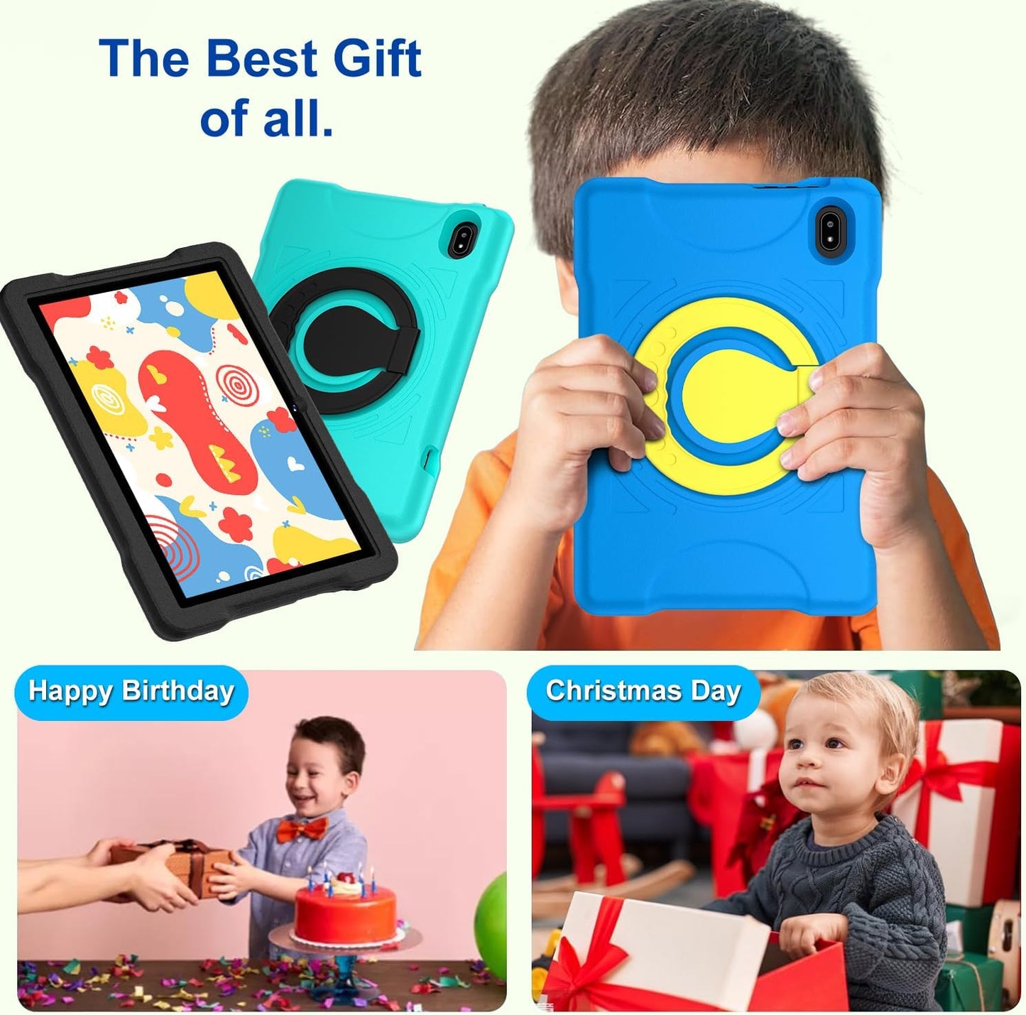 Kids Tablet Android 14 Tablet, 2025 Newest 10.1 inch Tablets, 20GB+128GB/1TB Expandable, Tablets with WiFi 6, Octa-Core, Widevine L1, Parental Control, Dual Camera, Bluetooth 5.0, Tablet EVA - Blue