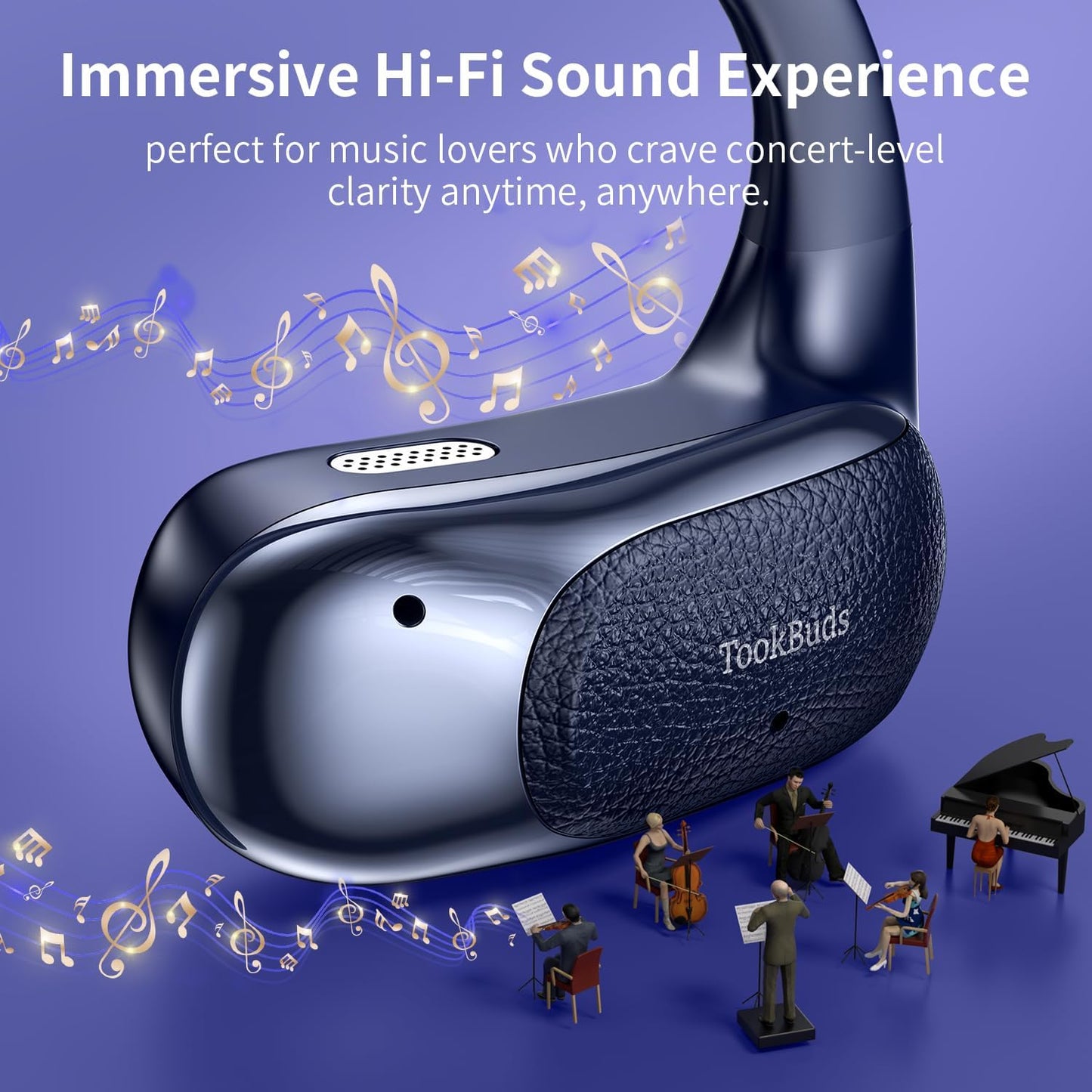 AI Translation Earbuds Real-Time, 3-in-1 Open-Ear Headphones with 145 Languages & Accents, Bluetooth 5.4 Translator Earbuds, 60H Battery, HD Audio, for Travel Business (Midnight Blue)