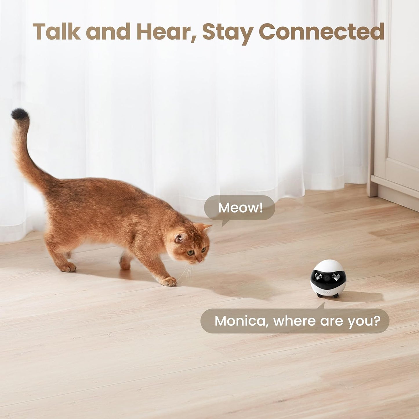 Indoor Security Camera EBO Air 2: 2K Pet Camera, Movable Home Security Camera, Custom Facial Expression, Auto-Recharge, Battery-Operated, 2-Way Talk, Night Vision, 32GB Memory Card(Dove White)