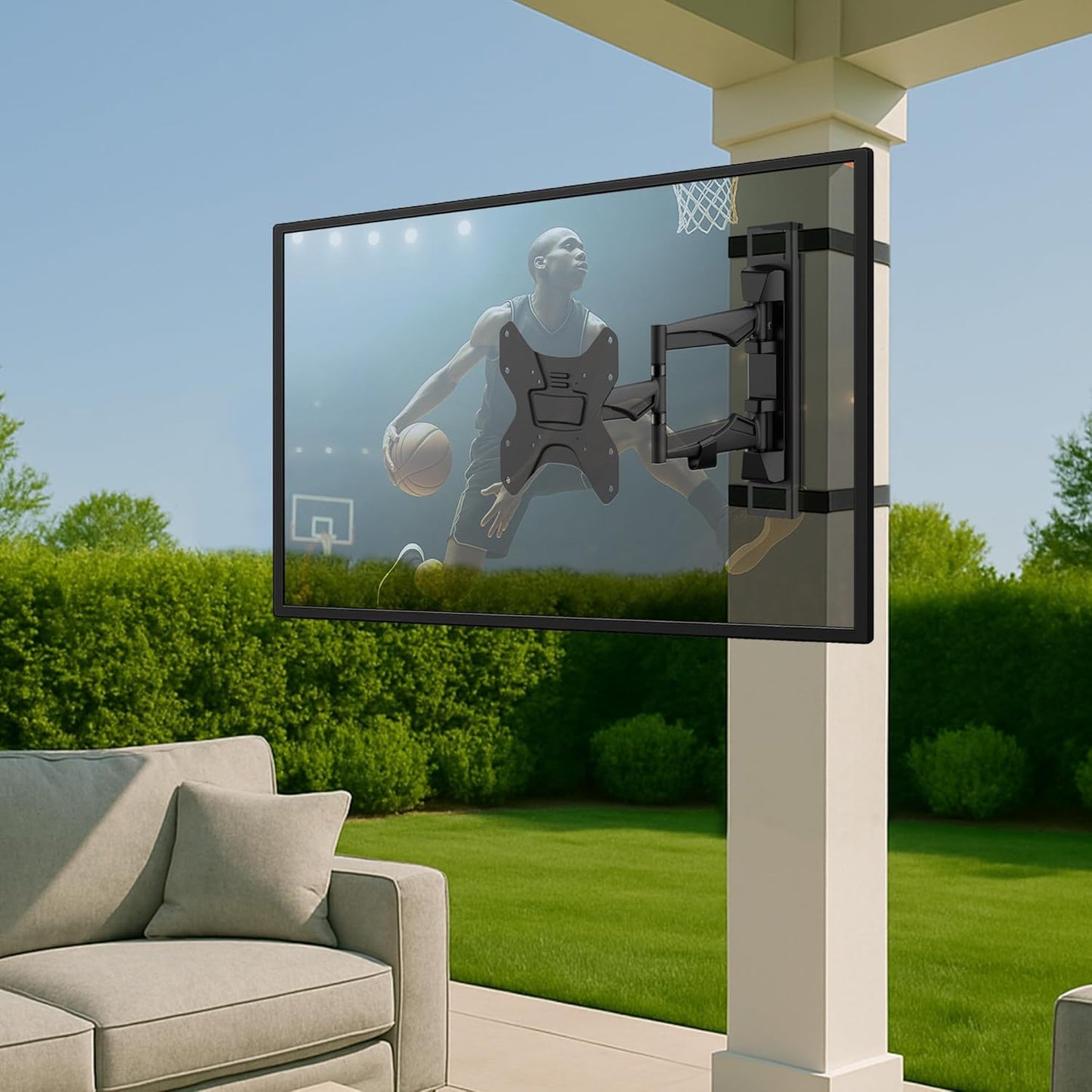 ZeboZap ZZTVC8022 Outdoor Flip Down Ceiling TV Mount | Gazebo TV Mount | Patio TV Mount | Pergola TV Mount | Pitched Roof | Height Adjustable | Under Cabinet| Holds 44lbs | Fits 17-in to 37-in | Black