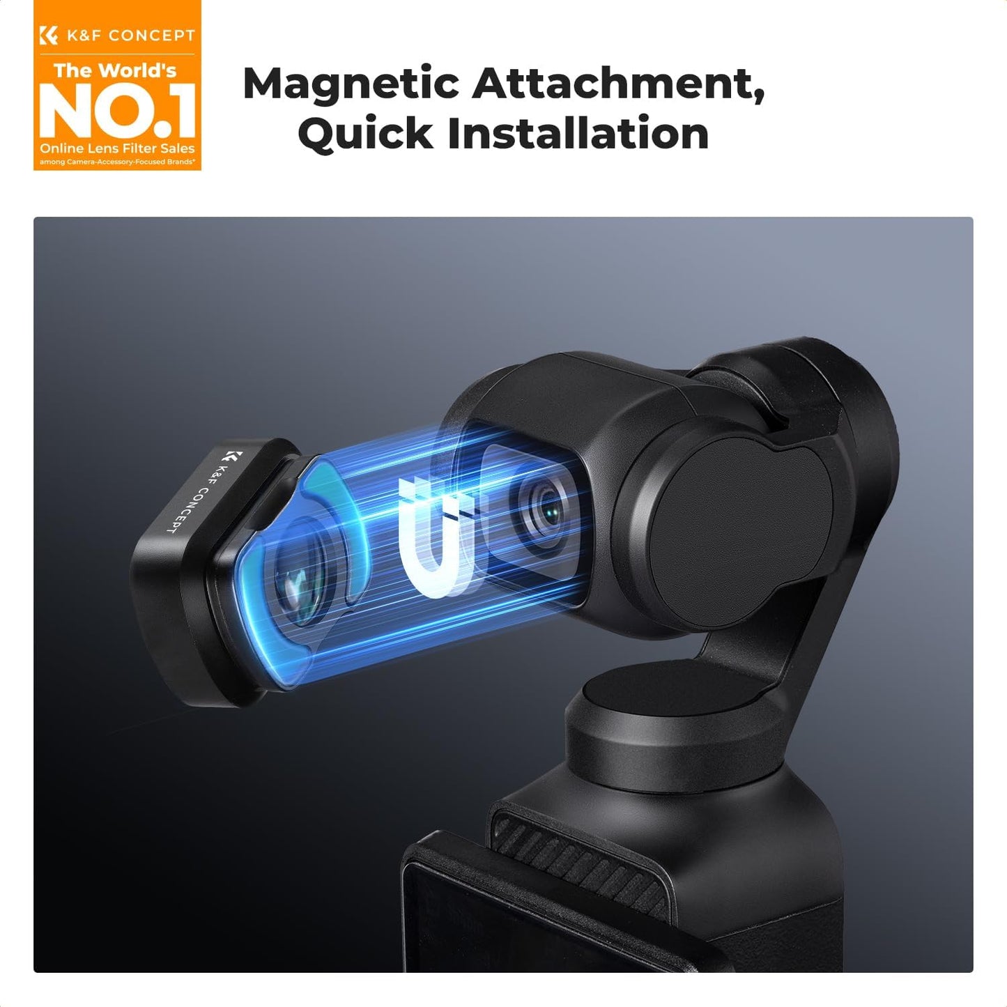K&F Concept Wide-Angle Lens Compatible with DJI Osmo Pocket 3, Magnetic Attach/Multi-Coated/Optical Glass