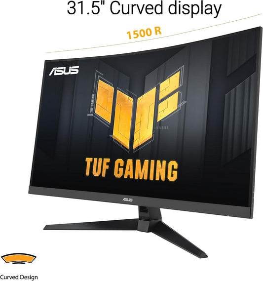 ASUS TUF Gaming 31.5” 1440P Curved HDR Gaming Monitor (VG32WQ3B) – QHD (2560 x 1440), 180Hz, 0.5ms, 1500R, Extreme Low Motion Blur, FreeSync, 90% DCI-P3, Shadow Boost, DisplayWidget, 3 yr Warranty - PuriLite