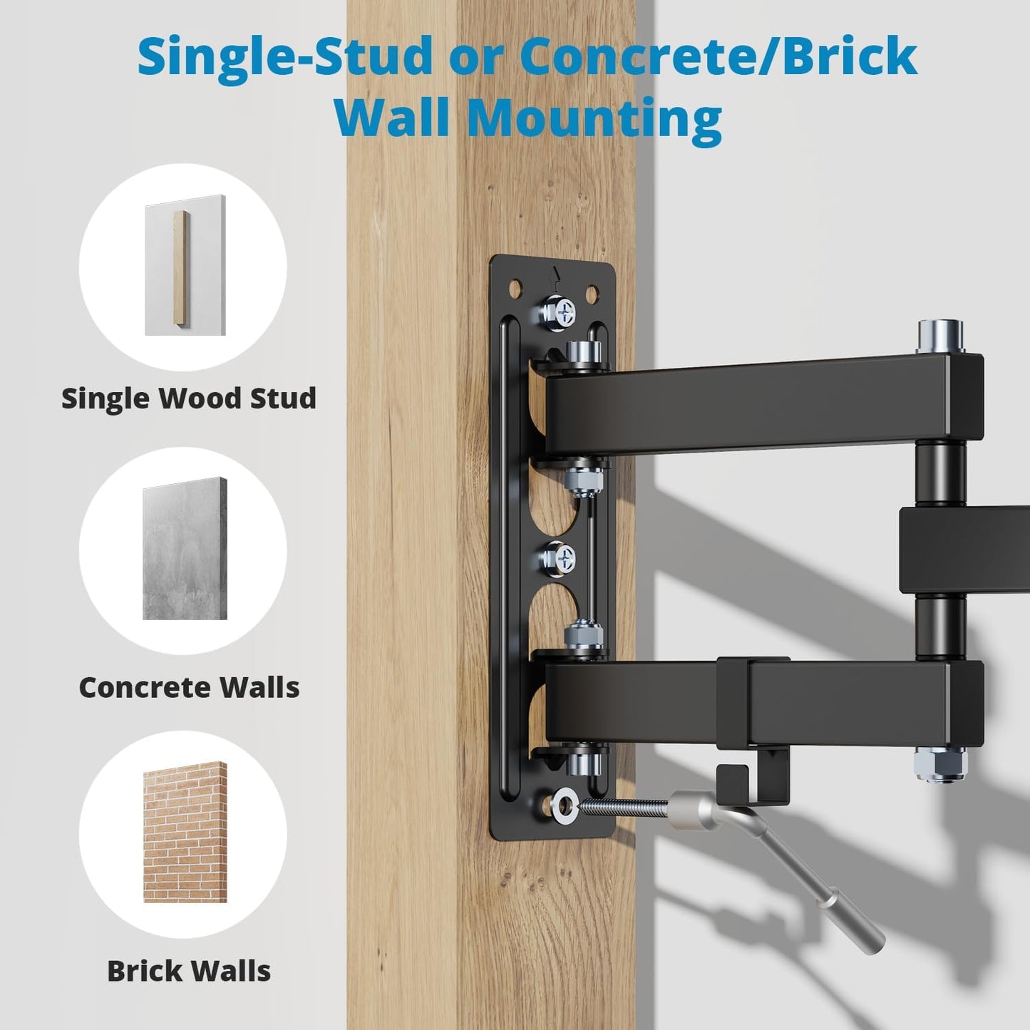Full Motion Wall Mount Bracket & Arm for TVs/Monitors, Fits Most 32" to 55" Flat Screens, Swivels Right Left 180 Degrees, Adjustable Tilt, One Person Installation, Hardware Included by Husky Mounts