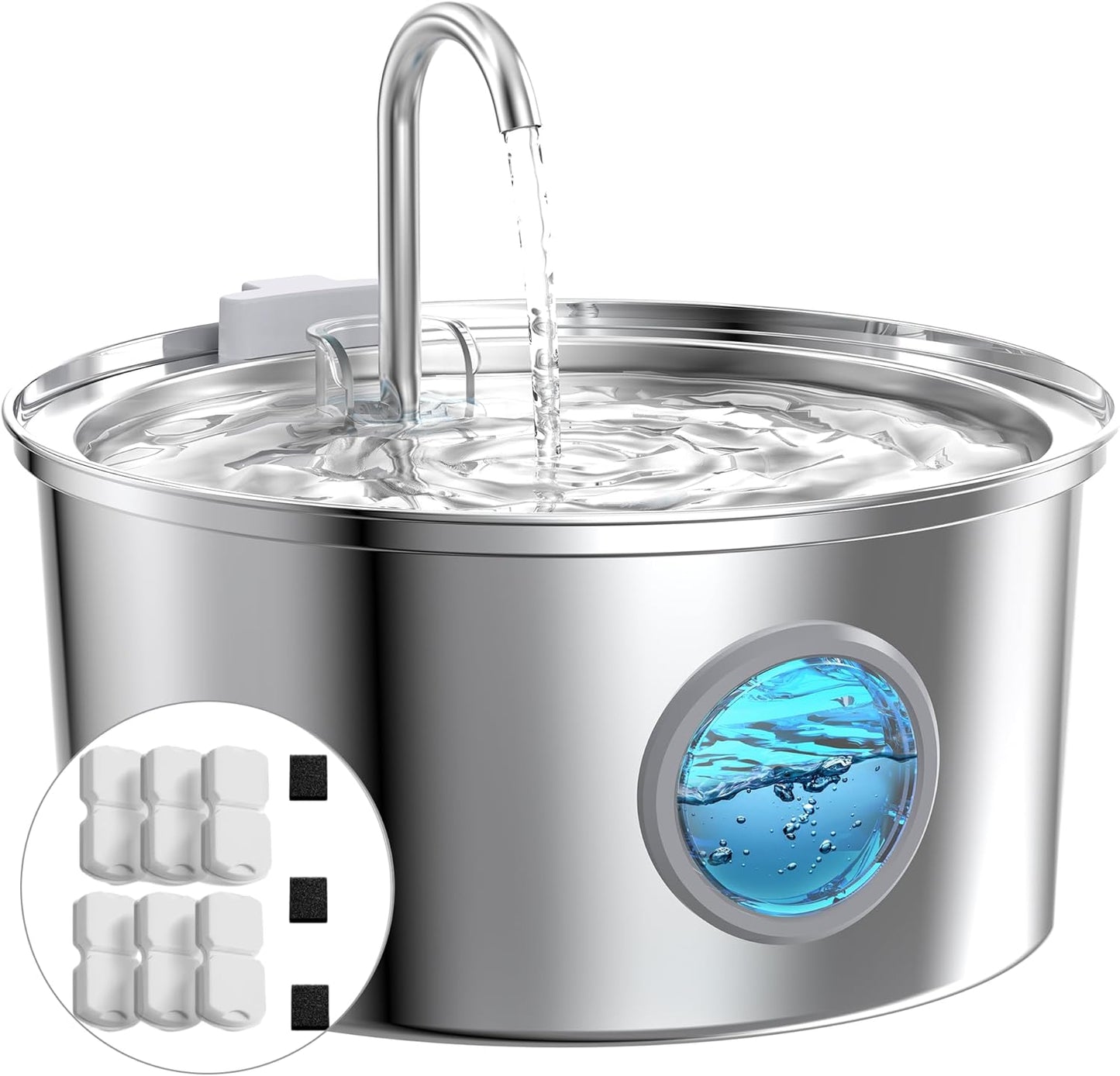 Cat Water Fountain Stainless Steel: Cat Fountain - 2.2L/74oz Water Fountain Indoor Cat - Pet Water Fountain - Quiet Automatic Cat Water Dispenser - Dog Drinking Fountain - GIOTOHUN