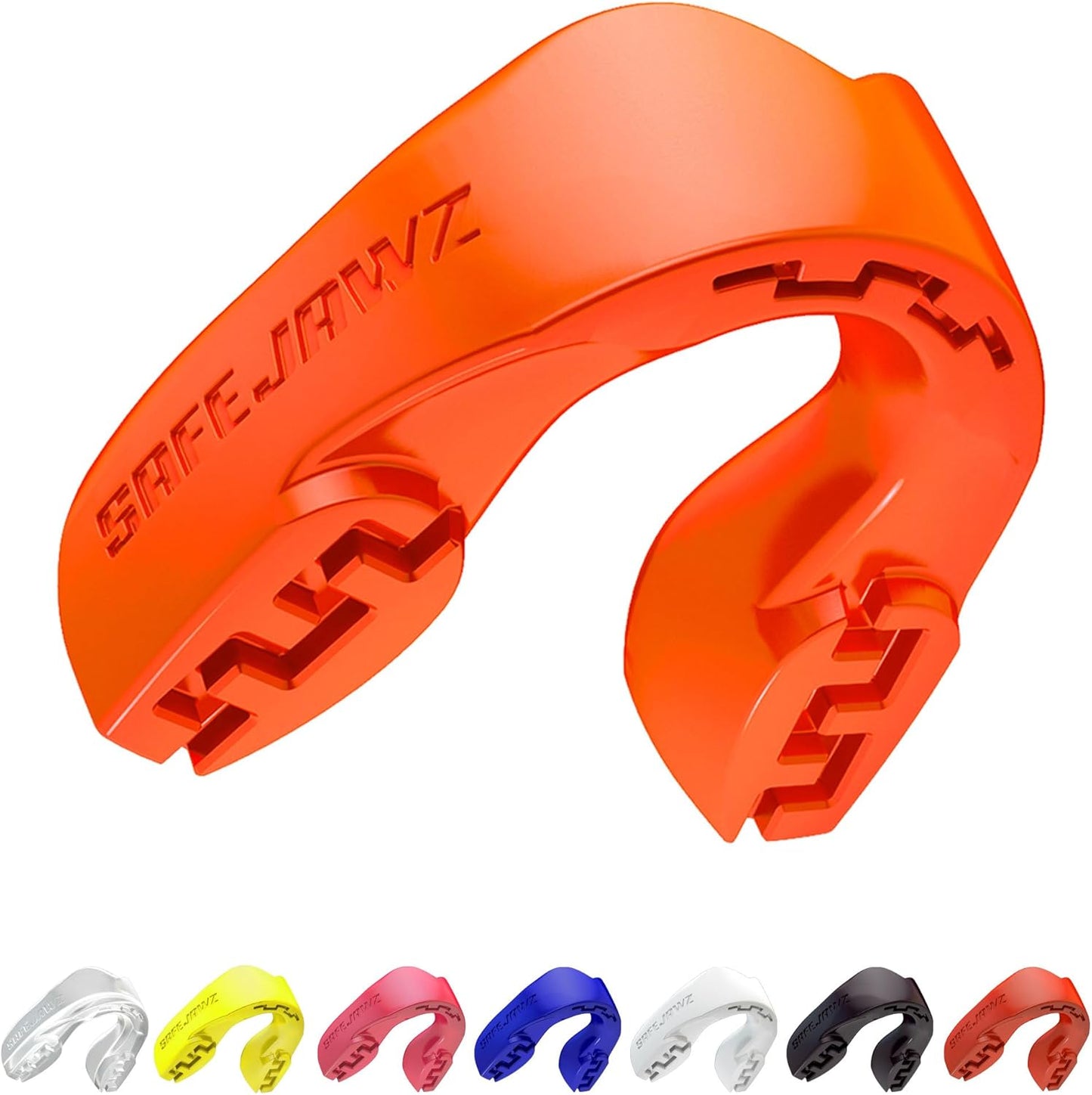 SAFEJAWZ Mouthguard Strapless Slim Fit, Adults and Junior with Case for Boxing, Basketball, Football, MMA, Martial Arts, Hockey and All Contact Sports (Adults (12+ Years), Black)