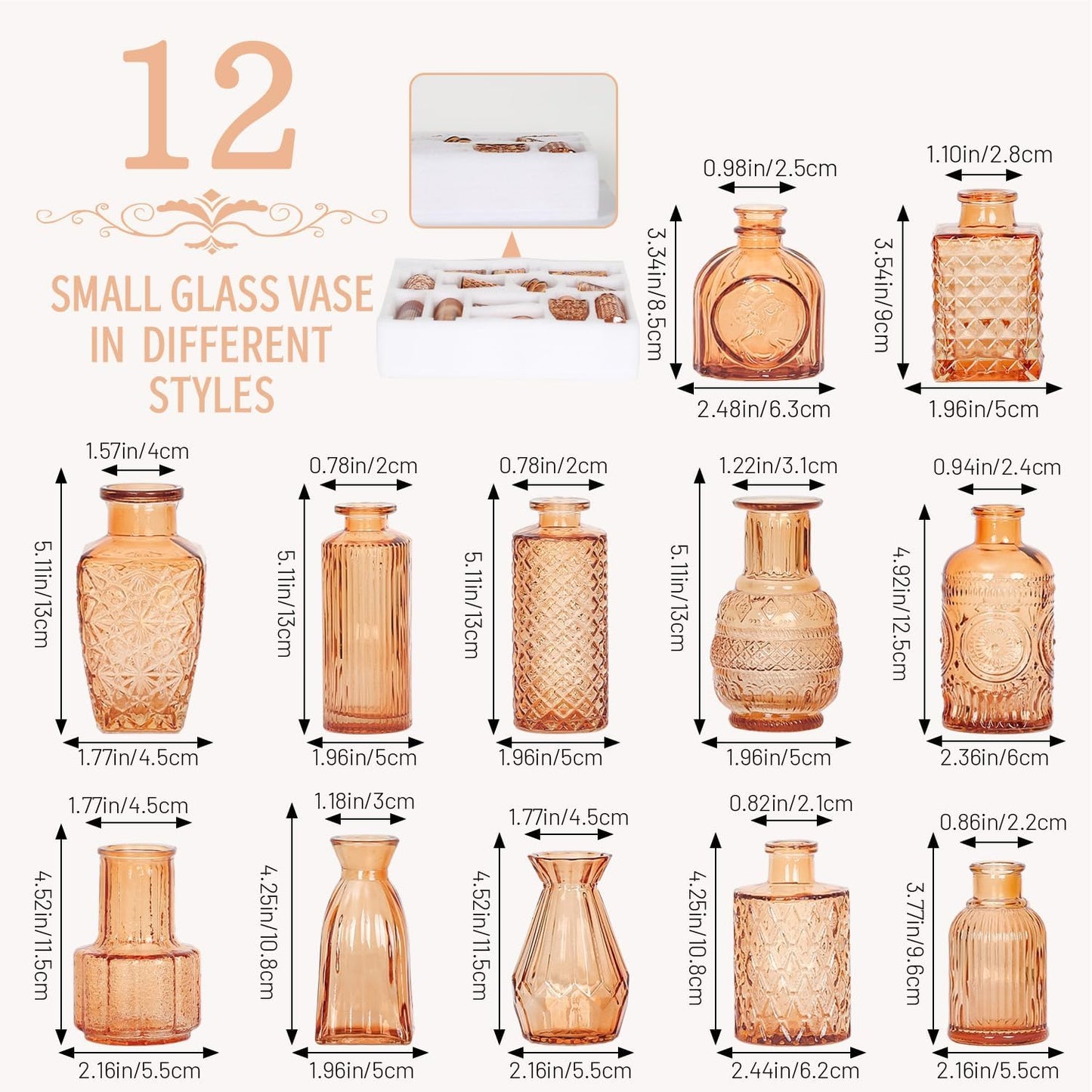 Sawoake Mini Bud Vases As Wedding Centerpieces for Tables,Clear Bud Vases for Flowers,Small Flower Vases Suitable for Birthday Party,Anniversary,Wedding Reception,Baby Shower (Clear-12PCS)