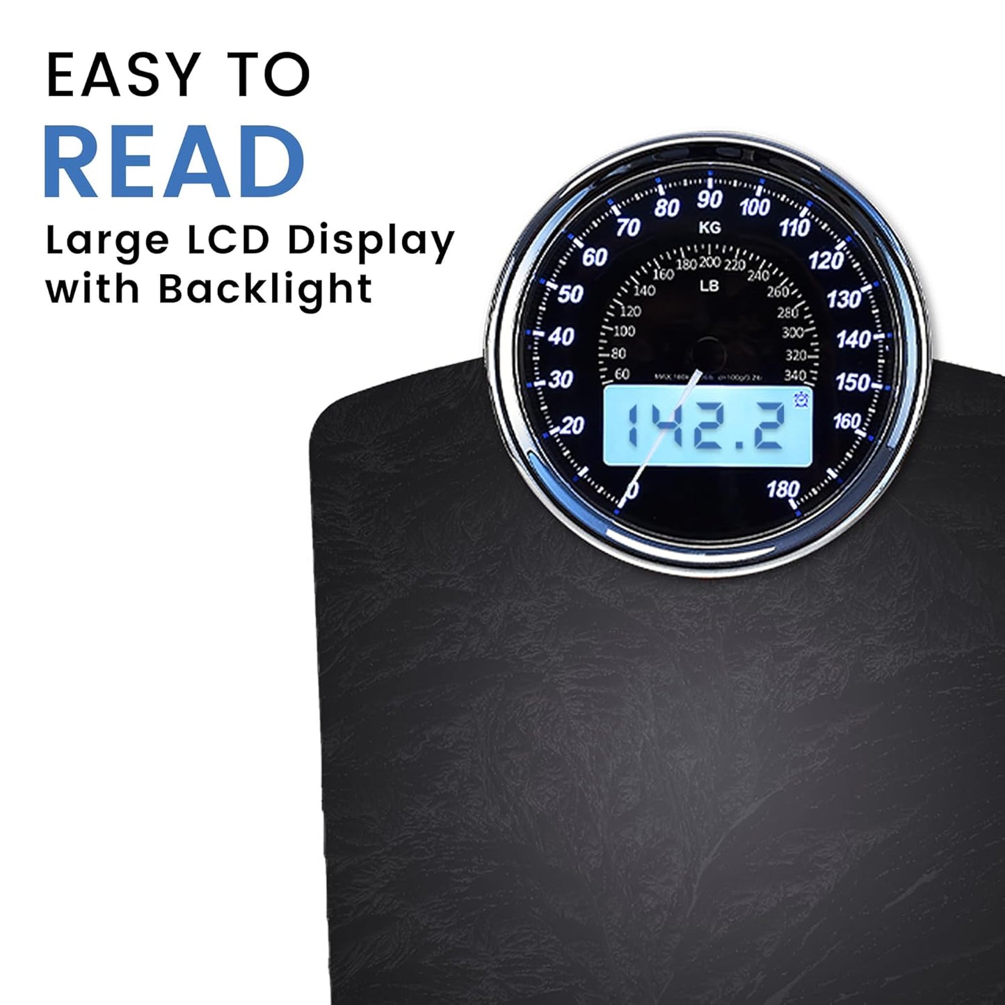 EILISON Highly Advance 2-in-1 Digital & Analog Weighing Scale for Body Weight-400lbs, 4 High Precison GX Sensor Accurate, Thick Tempered Glass, Extra Large Display (White)