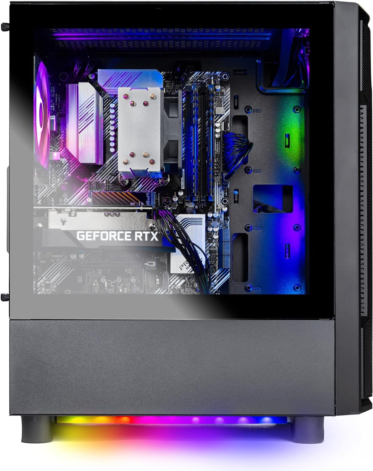 Skytech Shadow Gaming PC Desktop, Ryzen 5 5600 3.5 Ghz (4.4GHz Turbo Boost), AMD RX 6600 8GB GDDR6, 1TB SSD, 16GB DDR4 RAM 3200, 650W Gold PSU, Wi-Fi, Win 11 Home