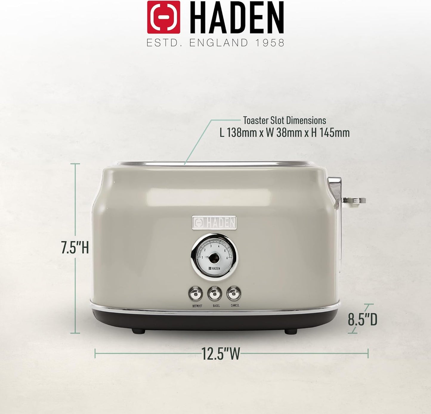 Haden Dorset 75083 Stainless Steel 1500W Retro Toaster 4 Slice Wide Slot w/Removable Crumb Tray and Settings, Black/Copper Toasters w/Adjustable Browning Control, Smart Toaster