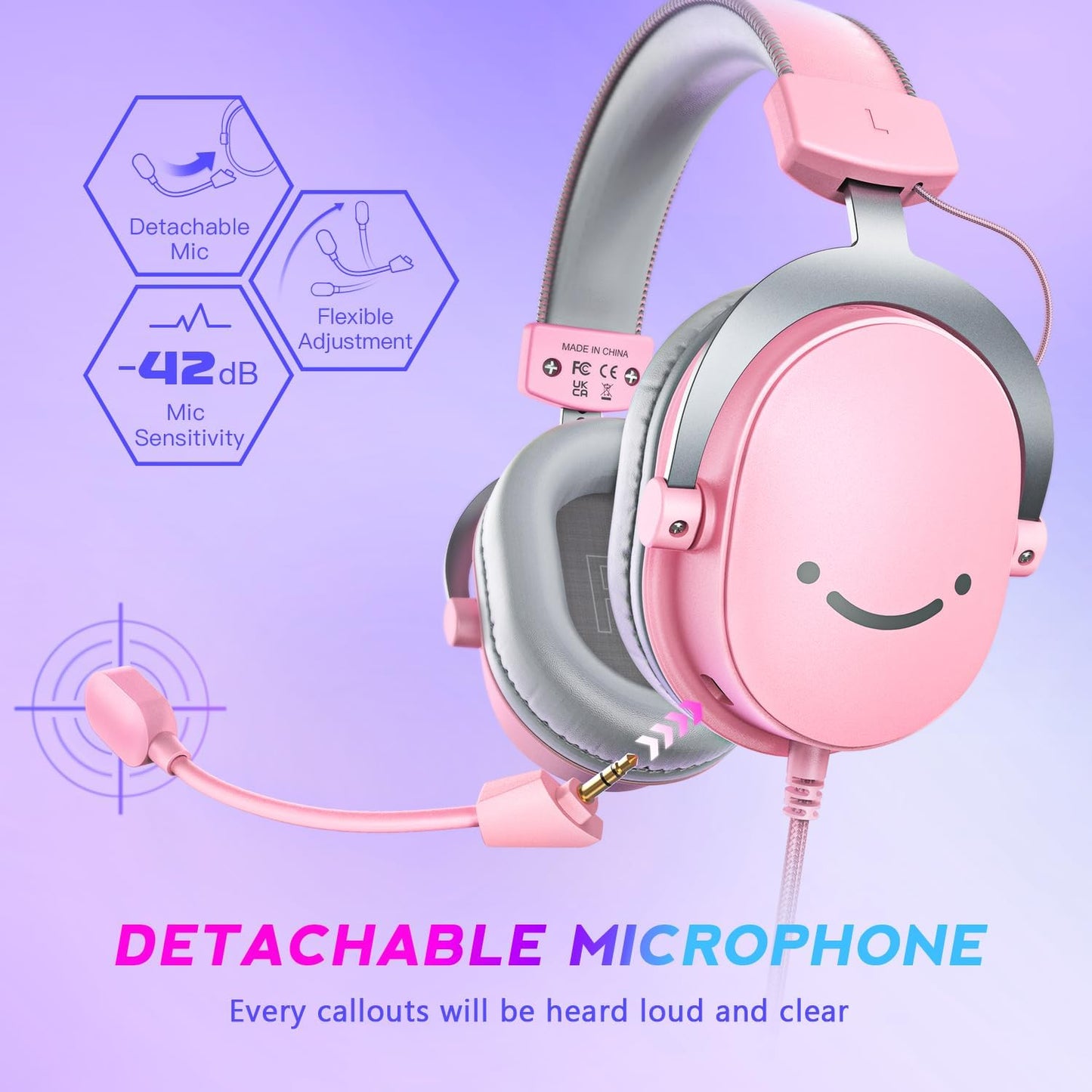 Fifine PC Gaming Headset with USB/3.5mm Jack for Laptop Computer, Over Ear Wired Headphones with 7.1 Surround Sound, Detachable Microphone, Volume Control, Noise Cancelling for PS5/Xbox/Switch-H9