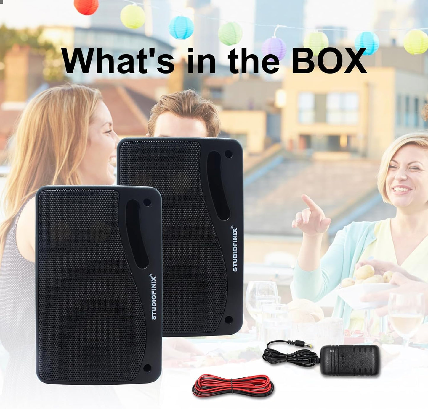 STUDIOFINIX Outdoor Bluetooth Speakers -3.5 Inch Pair 3-Way 200W,Wall Mount Waterproof Marine Speakers,Heavy Duty Grill, Suitable for Home, Boat, Patio, Indoor Outdoor Use (Black)