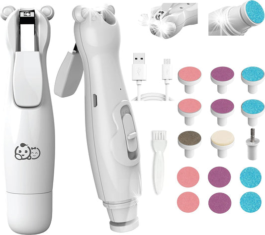 Royal Angels Rechargeable Baby Nail Clippers 20 in 1, Safe Electric Nail Trimmer, Baby Nail Kit, Additional Replacements, Newborn Toddler Toes and Fingernails, Trim and Polish (Rechargeable, Snow) - PuriLite