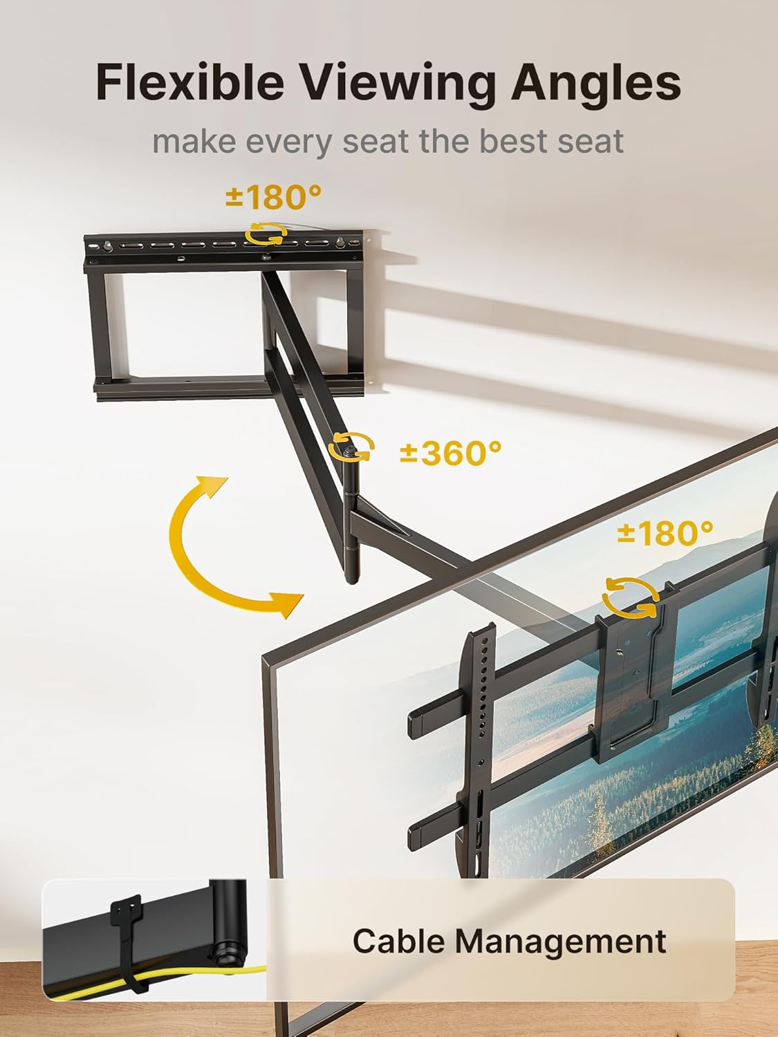 monTEK Long Arm TV Wall Mount for Most 43-90 Inch TVs, 42.5 Inch Long Extension TV Mount Swivel and Tilt, Full Motion Wall Mount TV Bracket Fit Max VESA 800 x 400mm, Up to 132 lbs, 16”,18” Studs