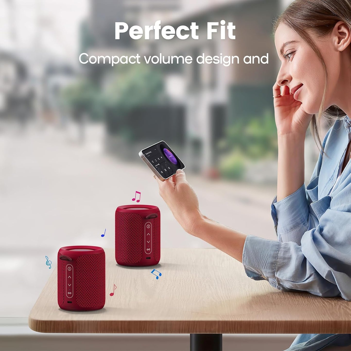 Deeyaple Portable Bluetooth Speaker, IP67 Waterproof Mini Bluetooth Speaker Wireless V5.3 with Stereo Sound,All Day,TWS Pairing,LED Light,Gift for him/her (Black)