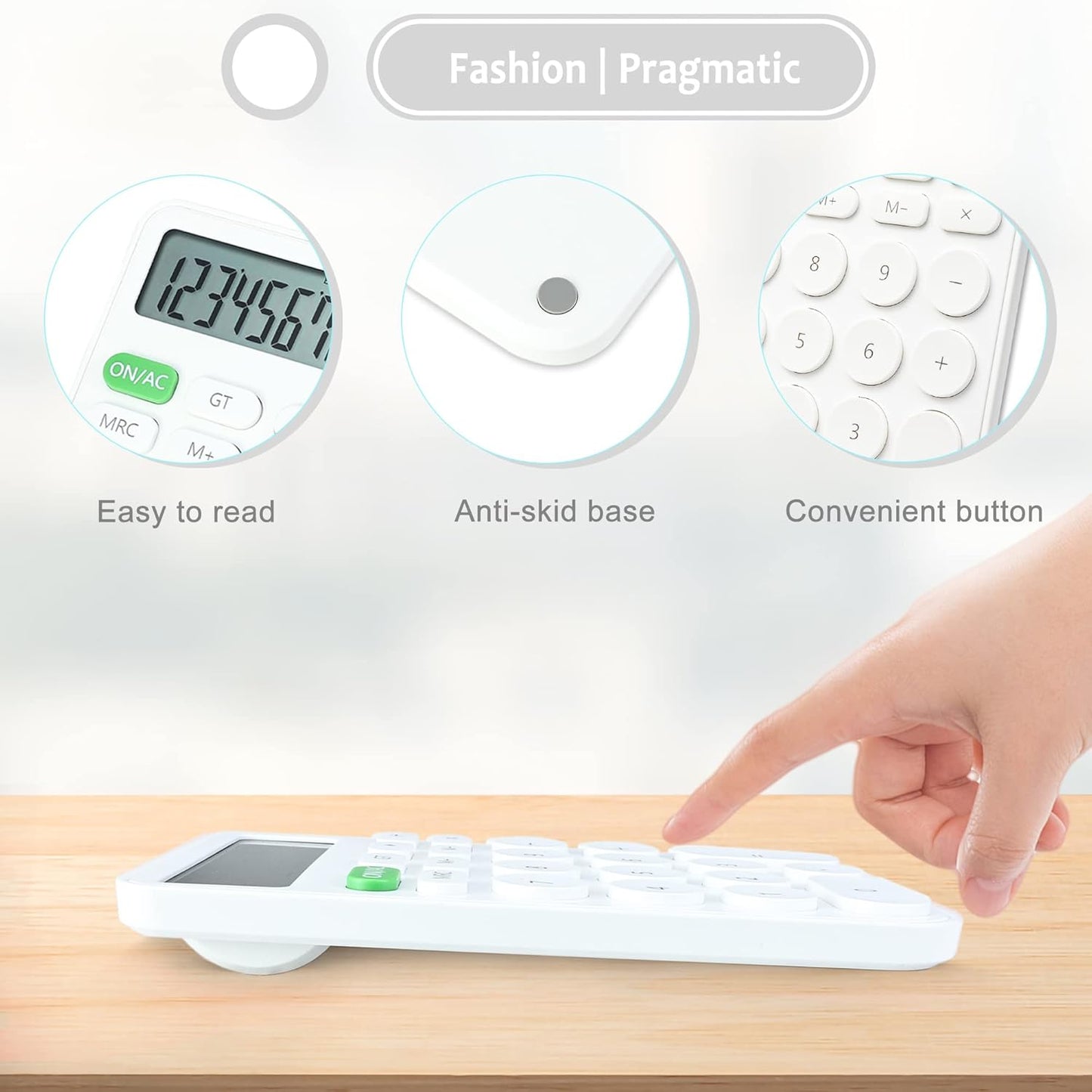 VEWINGL Mechanical Switch Calculator, 12 Digit Large LCD Display and Buttons, Great for Everyday Life and Basic Office Work, with Battery