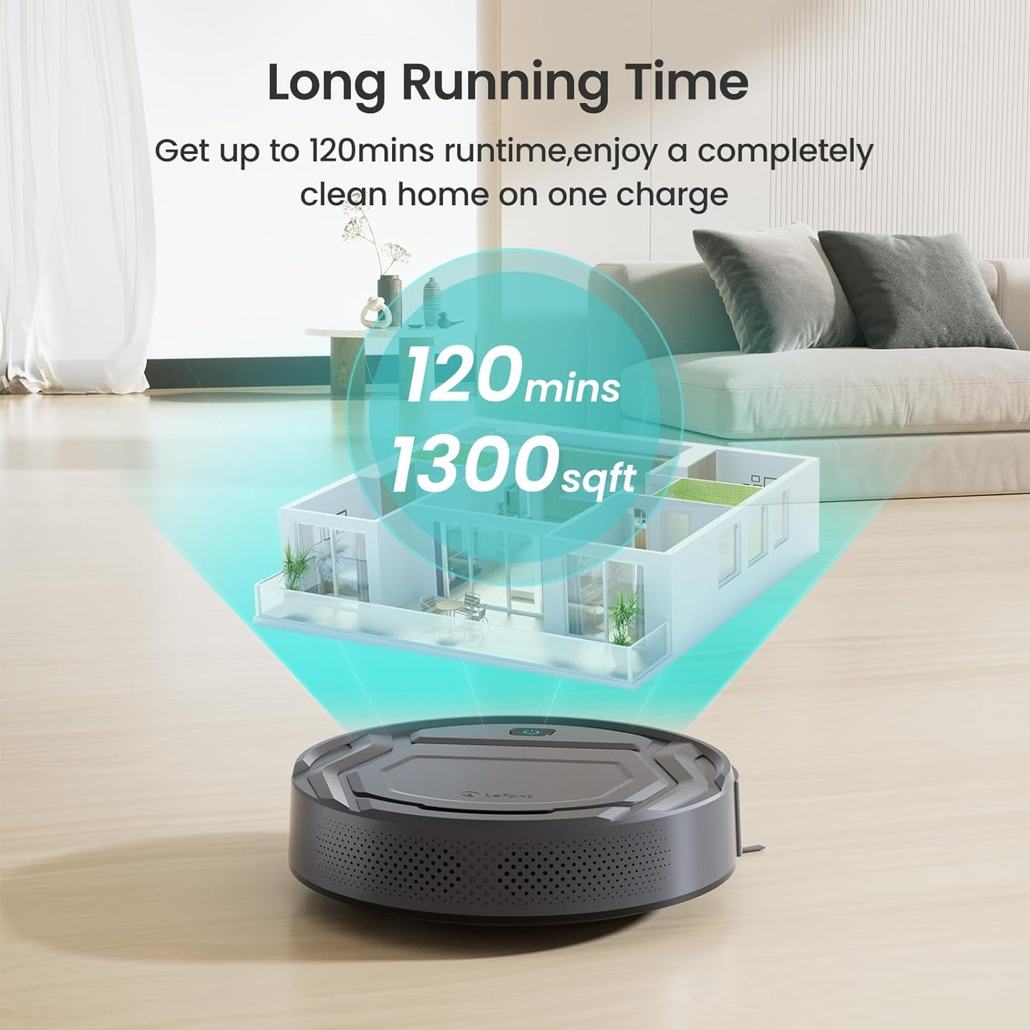 Lefant Robot Vacuum Cleaner, 6 Cleaning Modes, Wi-Fi Connected, SmartSense Technology, Multi-Surface Cleaning, Self-Charging Robotic Vacuum, Alexa, Ideal for Pet Hair and Hard Floor(M210 Pro)