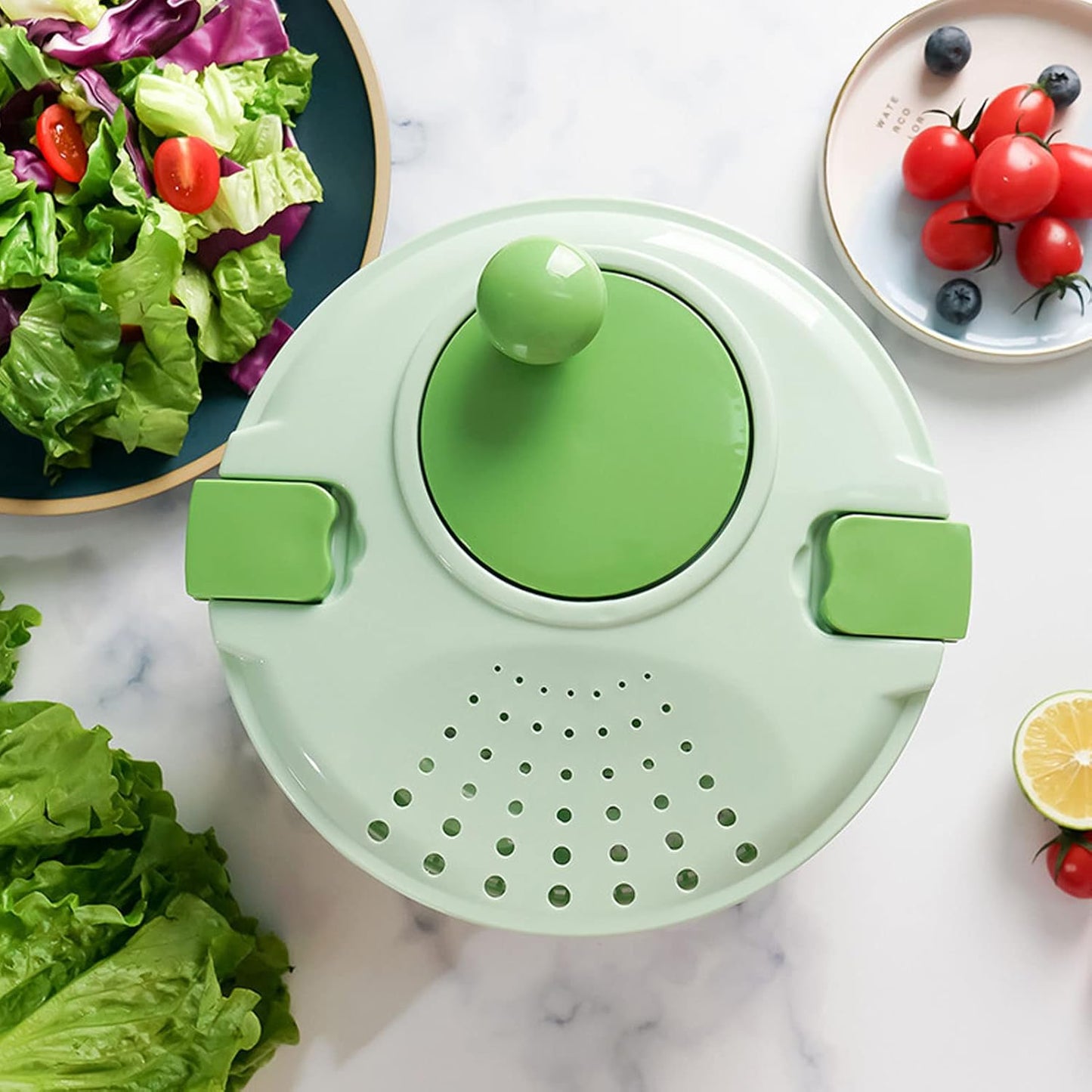 FLEXMAN 4L Salad Spinner, Vegetable Dryer, Multifunction Salad Drainer Bowl, Manual Lettuce Dryer for Dry Freshly Washed Lettuce, Spinach, Cabbage