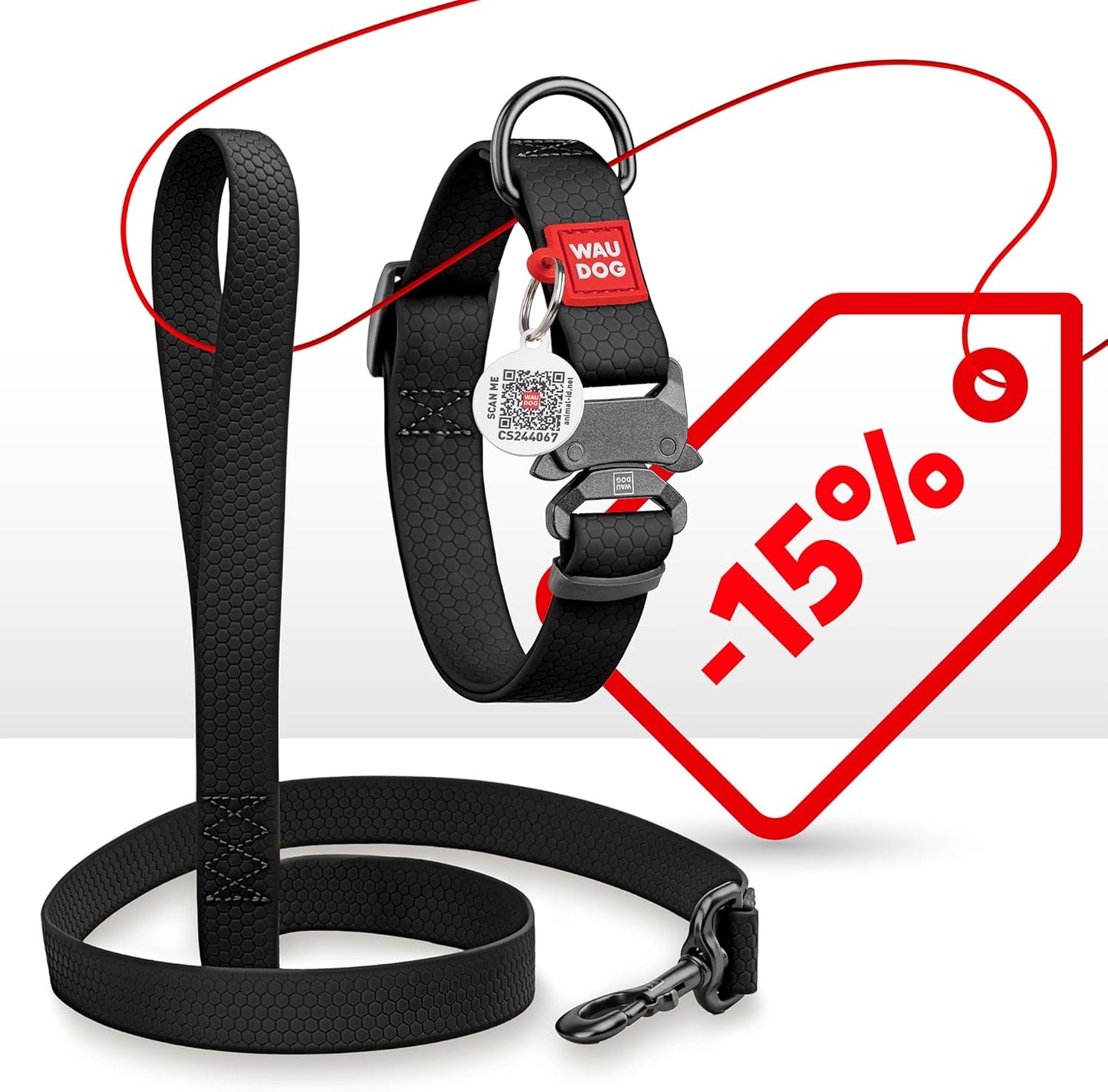 Waterproof Dog Collar - Adjustable Glow Dog Collar for Large Dogs, Small and Medium Dogs - Heavy Duty Dog Collars with Durable Metal Clasp and QR Dog Tag - Glow in The Dark Dog Collars