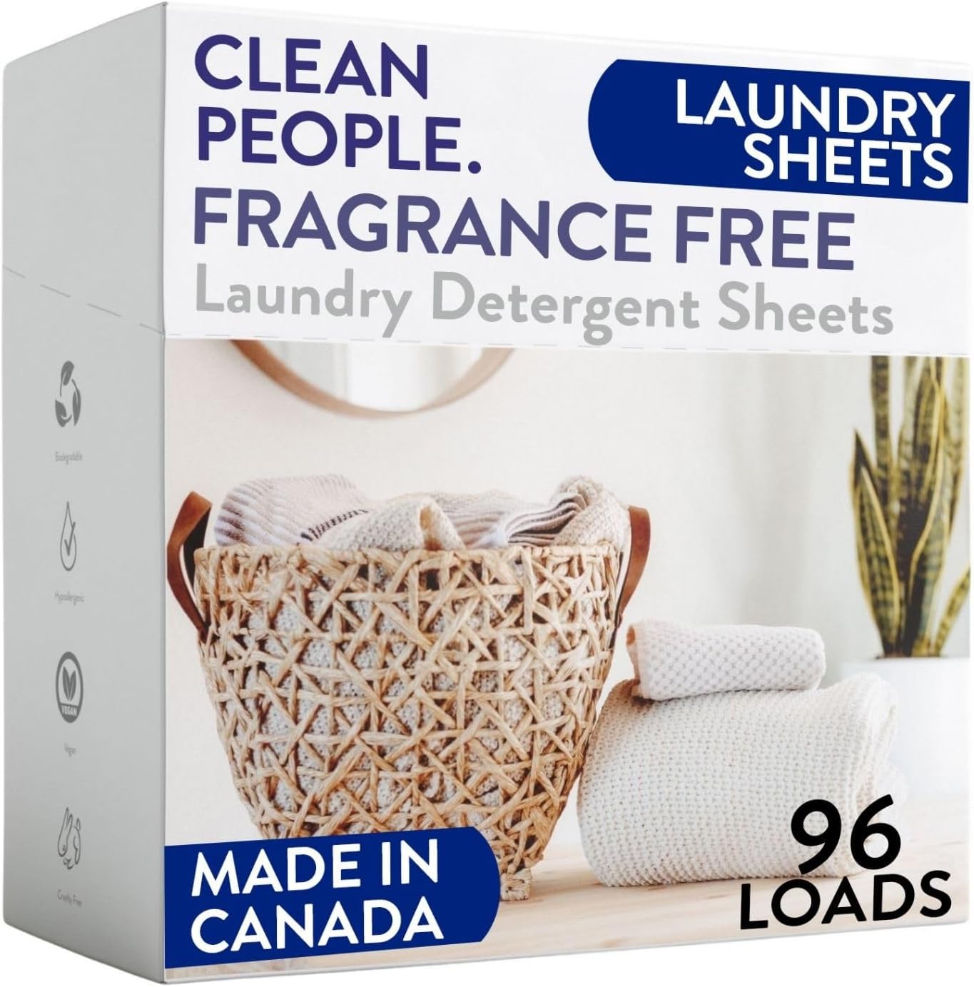 Clean People Laundry Detergent Sheets - Recyclable Packaging, Hypoallergenic, Stain Fighting - Ultra Concentrated, Laundry Soap - Fresh Scent, 96 Pack