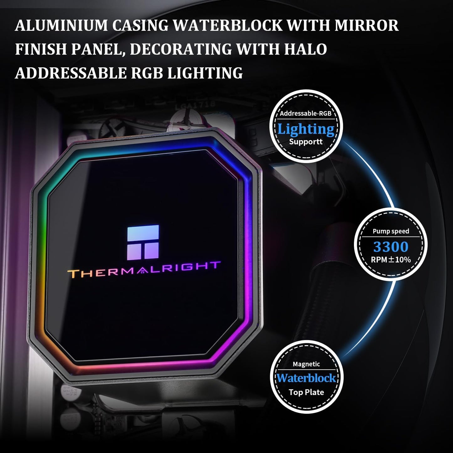 Thermalright Frozen Prism 360 Black AIO Water Cooler,Liquid CPU Cooler, 3×120mm PWM Fans Water Cooling System,1850RPM High Speed,Compatible with AMD/AM4/AM5&Intel LGA1151/1200/2066/1700