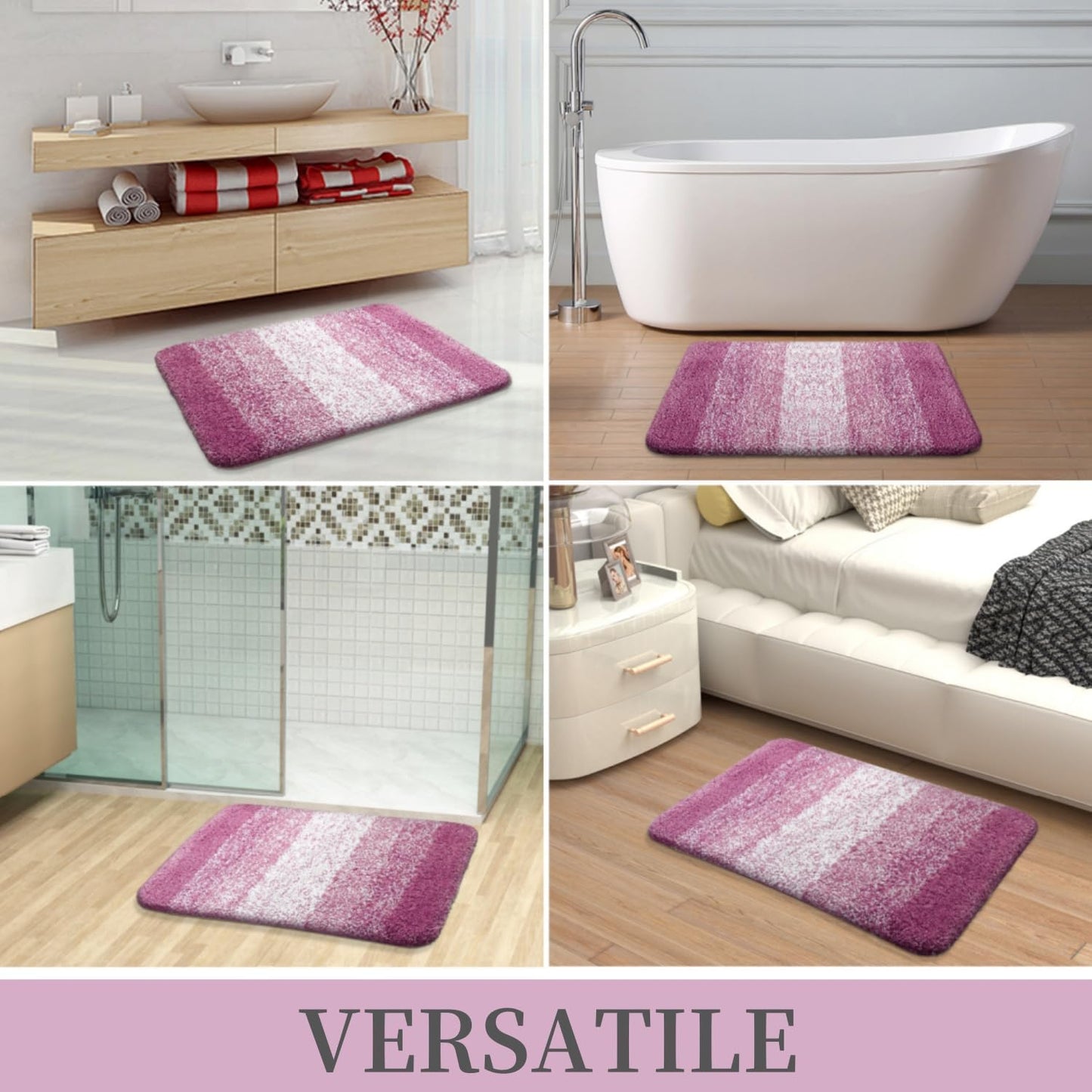 OLANLY Luxury Microfiber Bath Mat, Extra Soft and Absorbent Bathroom Mat, Non-Slip Plush Shaggy Bathroom Rug, Machine Wash Dry, Bath Rugs for Bathroom Floor, Tub and Shower, 16x24, Grey