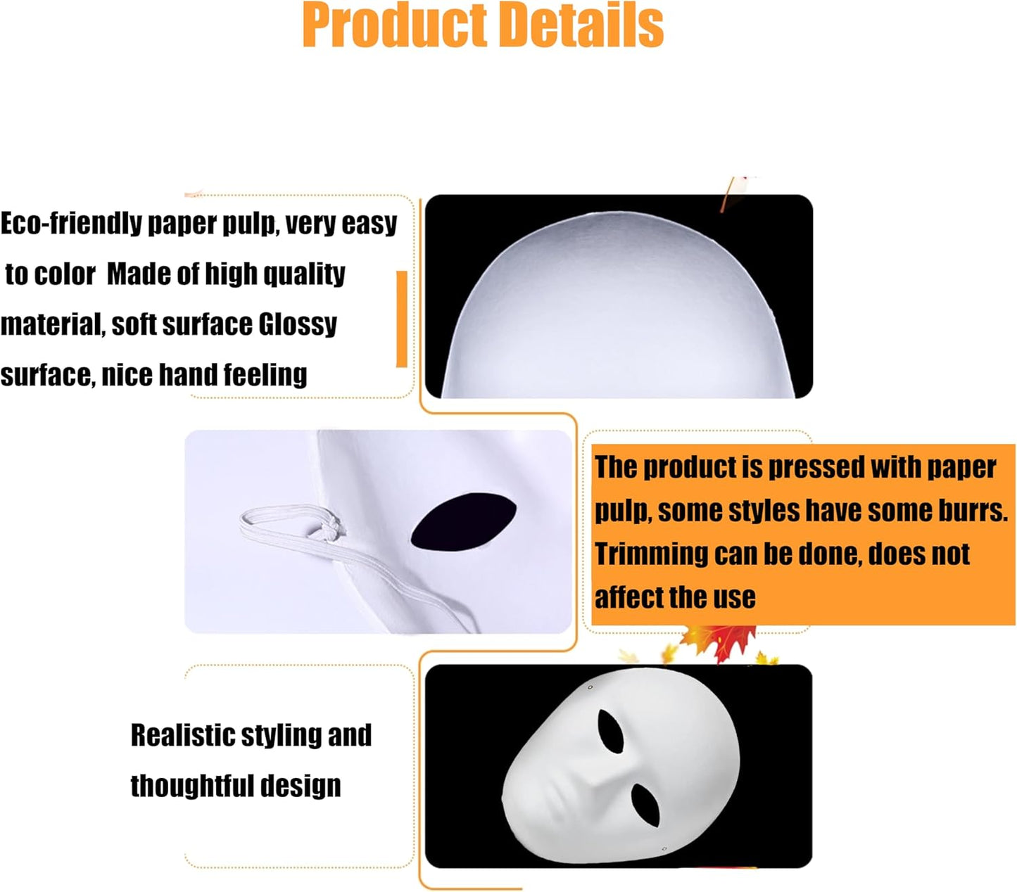 woshilaoDS 10 Pcs DIY Full Face Masks, Blank White Paintable Paper Mache Mask, DIY Craft Mask Masquerade Cosplay Halloween Mardi Gras Party Masks for Full Face Men, Women Masks