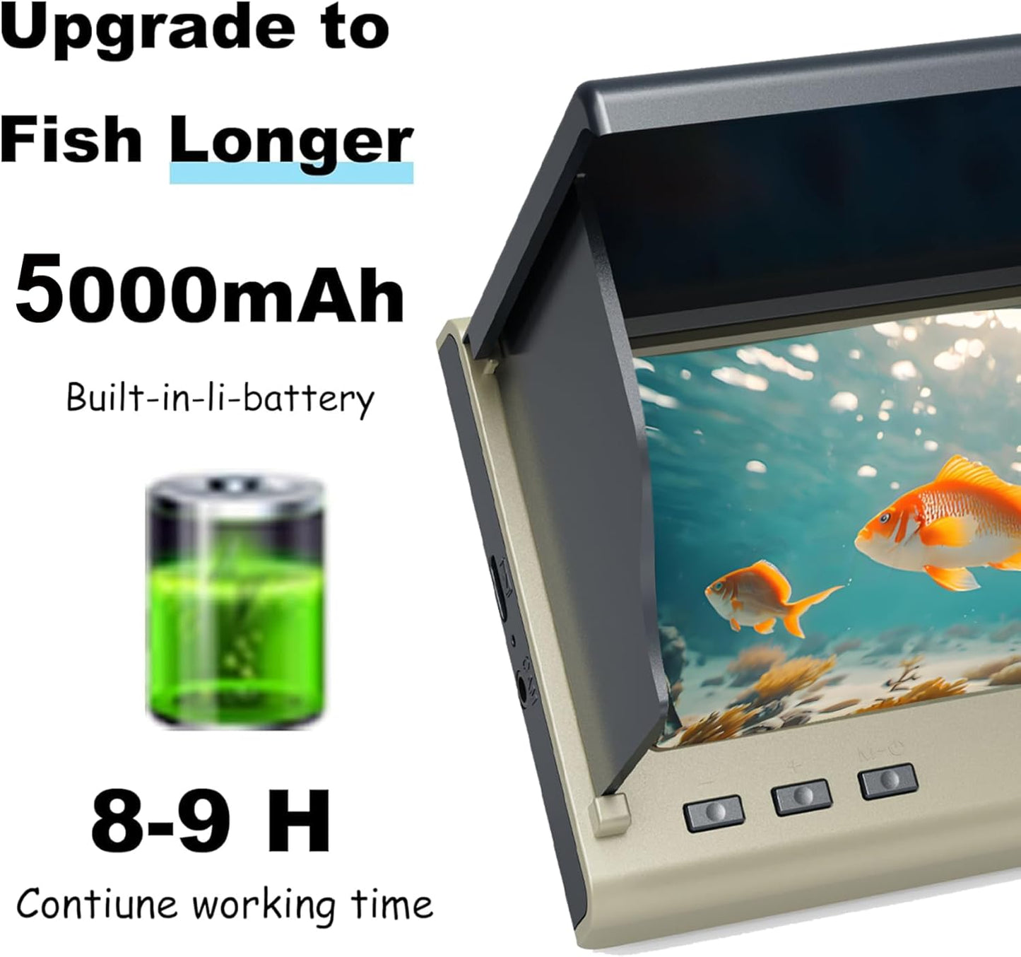 Underwater Fishing Camera with 4.3 Inch LCD, 5000mAh Battery, Infrared Night Vision Light, Portable Fish Finder with 100ft Cable for Ice Lake Boat Kayak Fishing