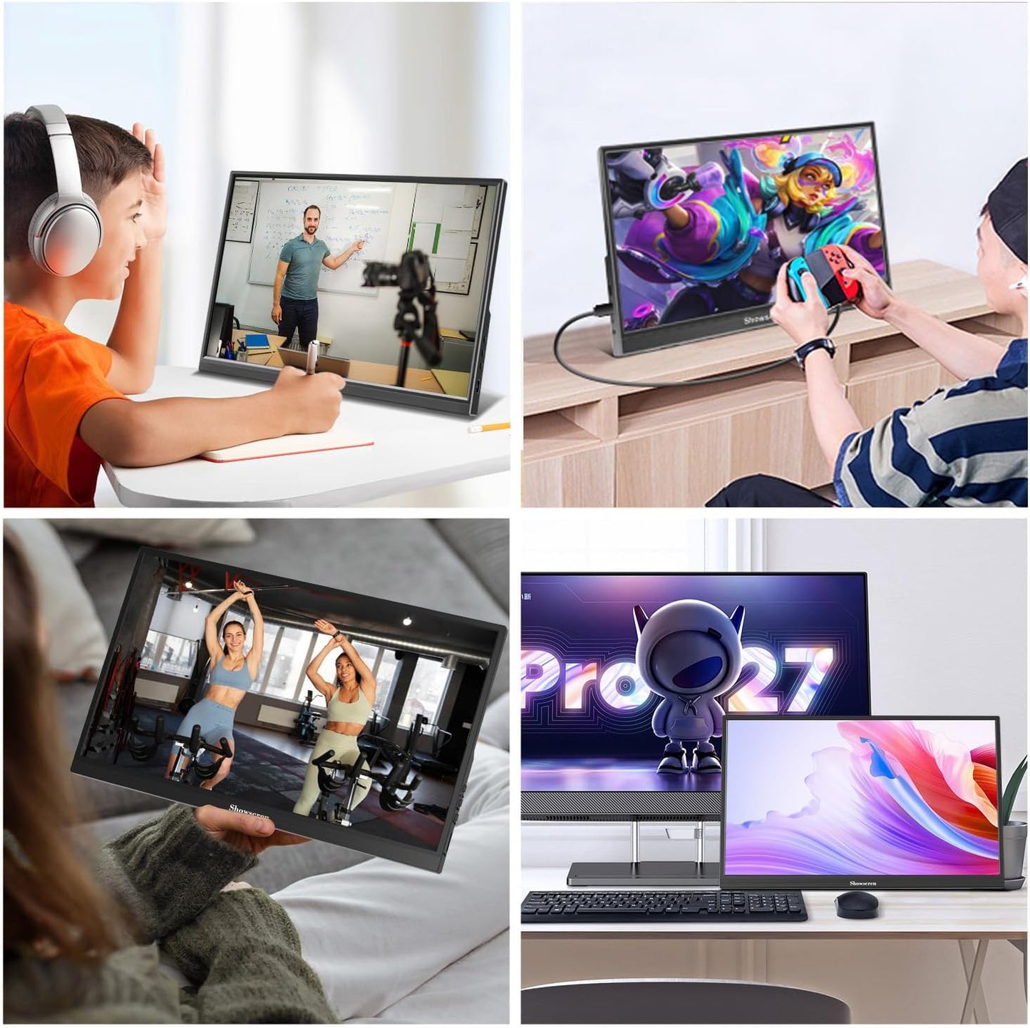 Portable Monitor 16 Inch 1920X1200P FHD Dual USB-C HDMI Travel Portable Monitor with Stand &Speakers, Eye Care IPS External Laptop Monitor for Computer/PC/Raspberry Pi/ PS5/Switch, Plug&Play