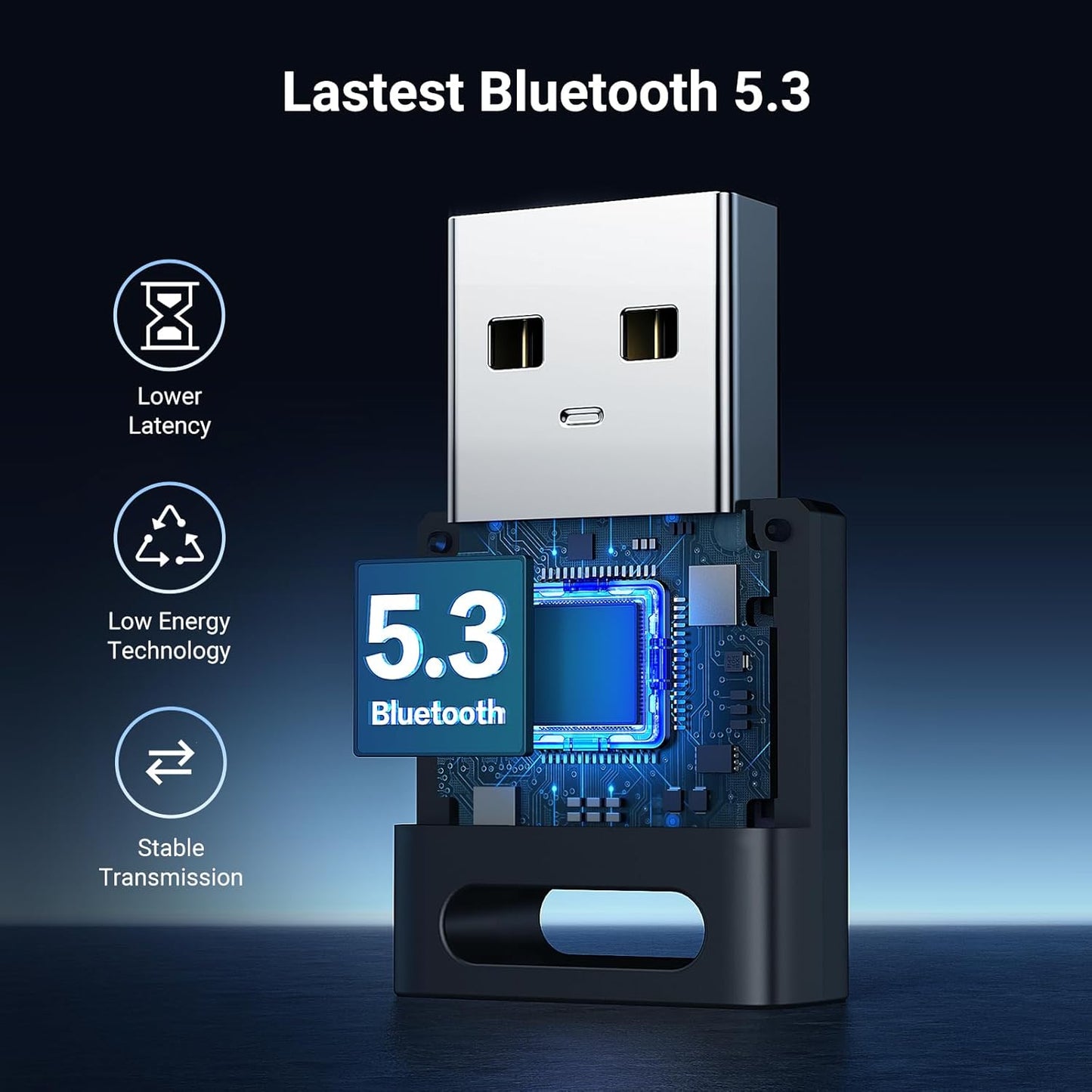 UGREEN Bluetooth 5.3 Adapter USB Bluetooth Dongle for PC Plug and Play for Windows 11 10 8.1 for Wireless Keyboard Mouse Headphone Speaker