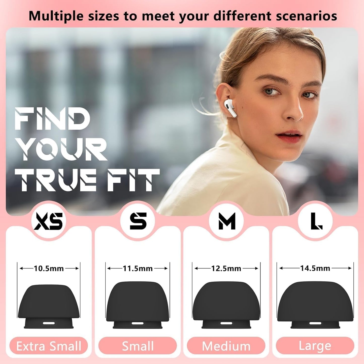 4 Pairs Replacement Ear Tips for AirPods Pro 2nd/1st Generation with Portable Storage Box & Cleaner Pen,Noise Reduction Holewith & Built-in dust Guard Screen,Silicone Ear Tips for AirPods Pro (White)