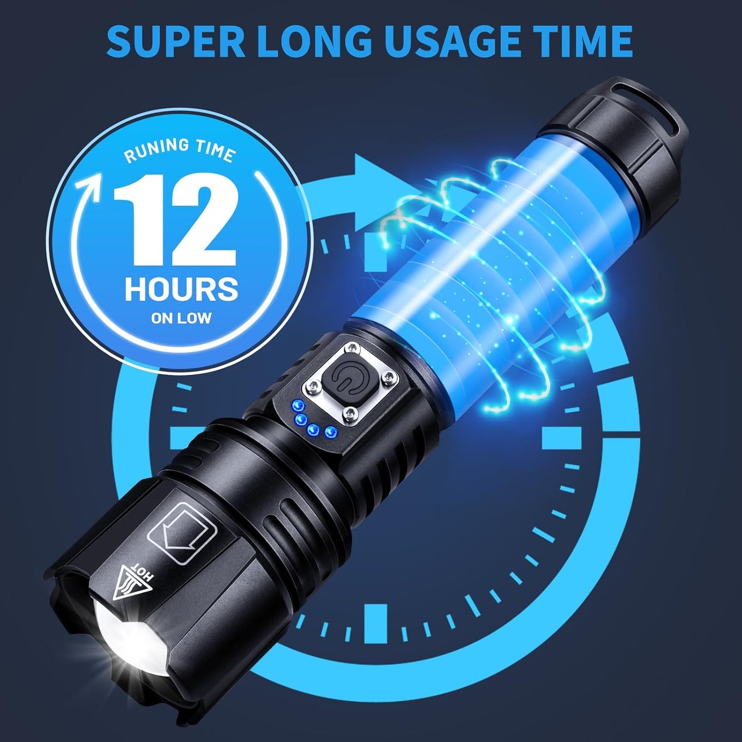 990000 High Lumens Rechargeable Flashlight,Super Bright Led Flashlights with 5 Modes,Brightest High Power Flash Light & 12 Hours Runtime,Powerful IPX6 Waterproof Lampe De Poche for Camping,Hiking