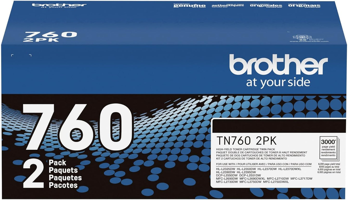 Brother original TN730 High-Yield Black Toner Cartridge, higher yield for value, original toner replacement cartridges, for Brother laser printers HL-L2395DW, DCP-L2550DW, MFC-L2750DW, and more