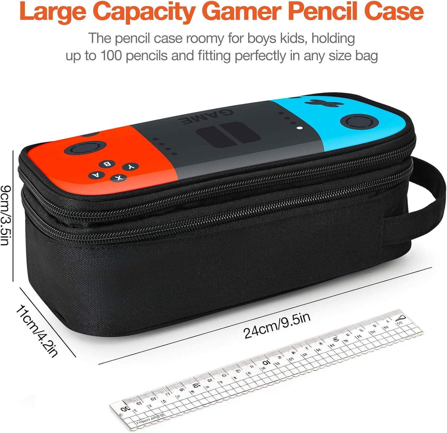 Beaulyn Gamer Pencil Case for Boys - Large Pencil Bag with Compartment, Portable Zipper Gaming Pen Pouch Pencil Box Organizer for School Boy Kids