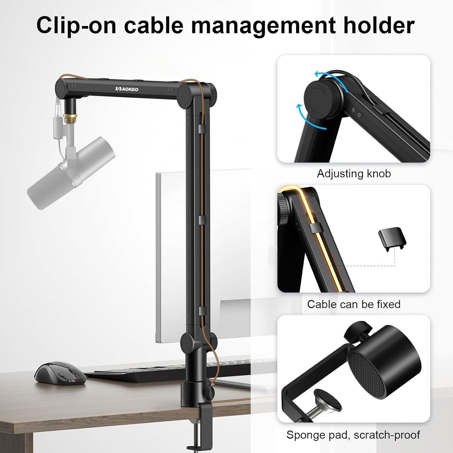 Microphone Arm,Aokeo AK-35 Microphone Desk Stand-Microphone Suspension Boom Scissor Arm Stand For Blue Yeti,Blue Snowball iCE,QuadCast,Elgato