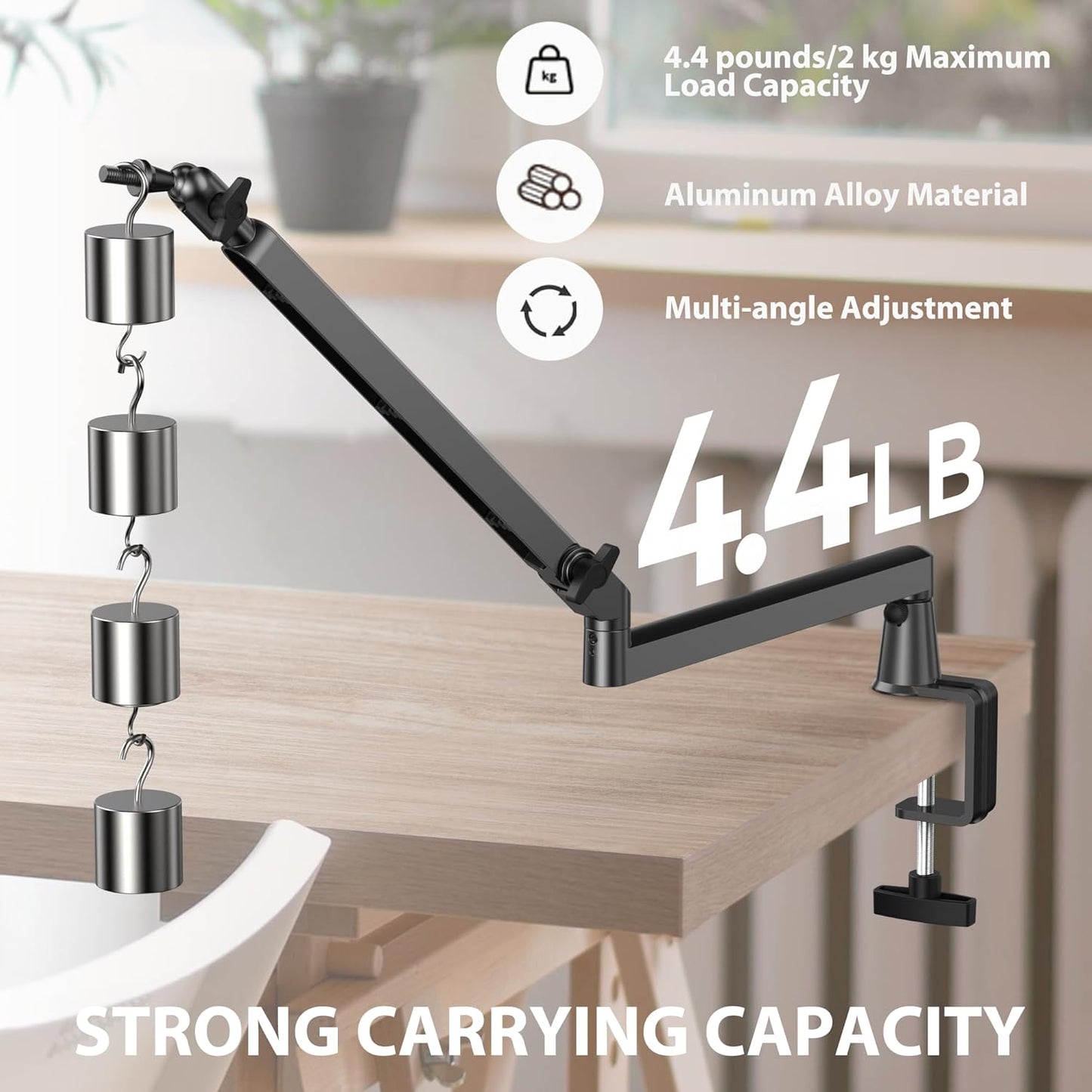 Microphone Boom Arm, Low Profile Mic Arm Professional Adjustable Solid Desk Mount Clamp,Cable Management Microphone Arm Stand for Podcast Streaming Gaming Studio Mic Stand White