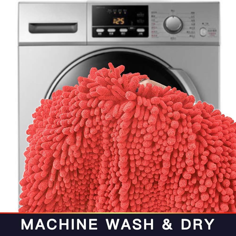 Walensee Bathroom Rug Non Slip Bath Mat (24x17 Inch Blush) Water Absorbent Super Soft Shaggy Chenille Machine Washable Dry Extra Thick Perfect Absorbant Best Small Plush Carpet for Shower Floor