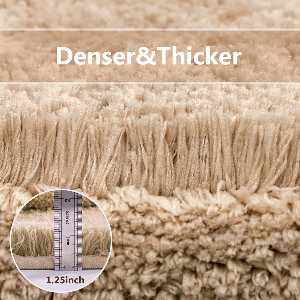 Bathroom Rugs Set 2 Pieces - Bath Rugs Ultra Soft Absorbent Non-Slip Fluffy Thick Microfiber Cozy Bath Mats Set for Tub Shower Bathroom Floors Accessories, 20"x32" & 16"x24" Set of 2 (Beige)