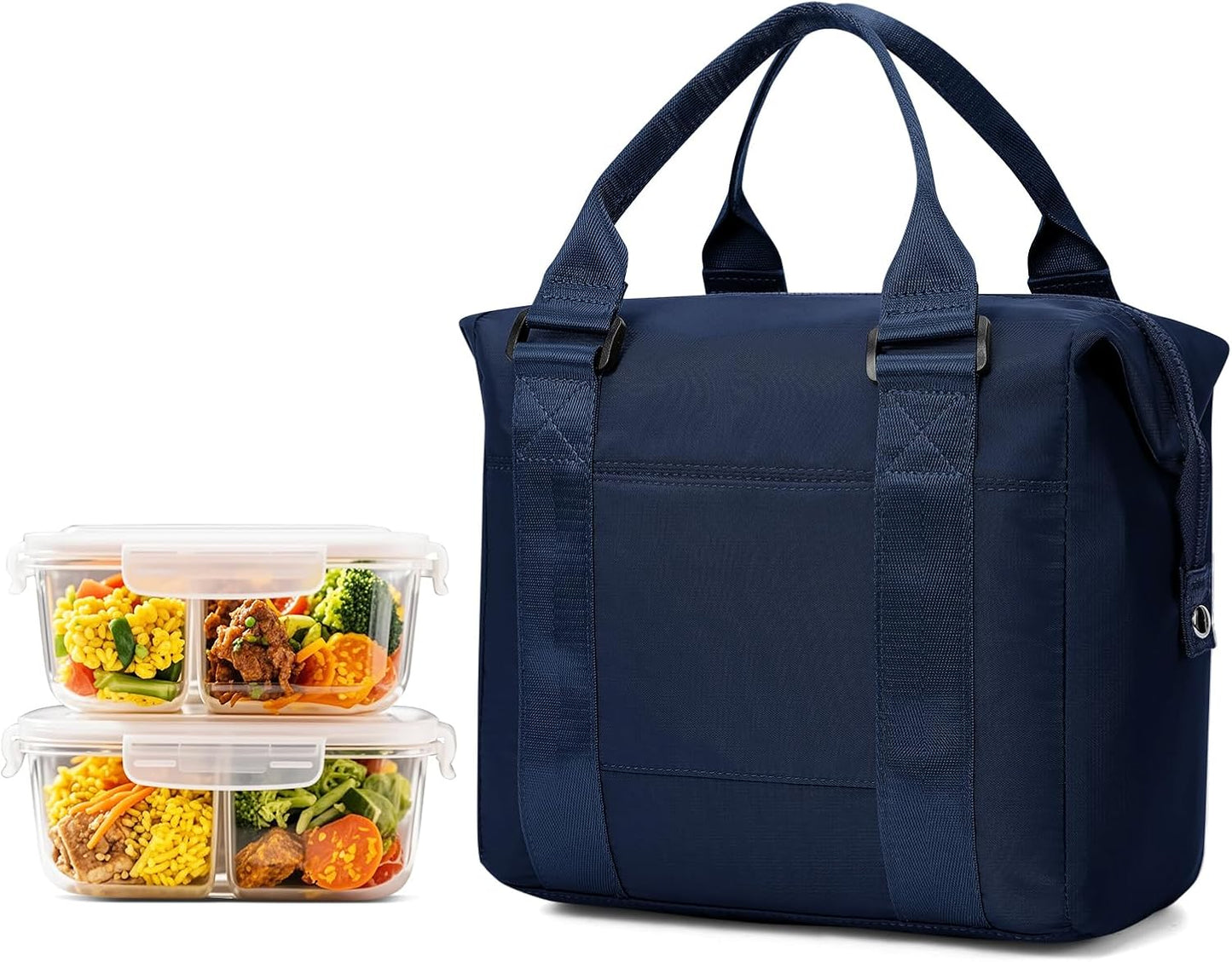 Lunch Bag Insulated Lunch Box Leakproof Lunch Tote Bags for Women Men,Portable Thermal Cooler Bag Lunch Containers with Shoulder Strap for Work, Family, Picnic, School, Outdoor,BBQ C2-Pinkpurple