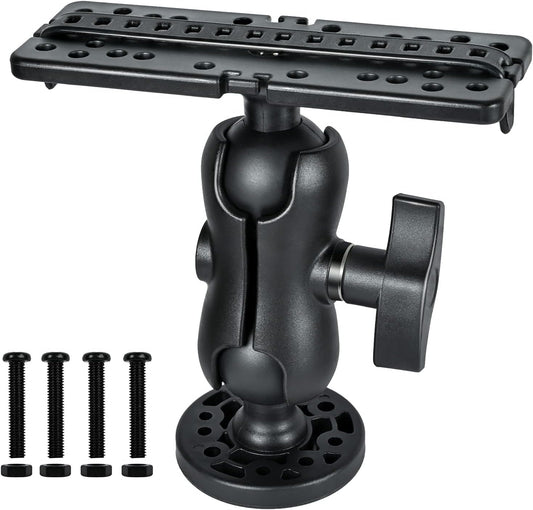 Fish Finder Mount Base, Universal 360° Rotation Ball-Mount Bracket, Nylon & Stainless Steel Electronic Holder for Marine Boat Kayak Pontoon Canoe Helix Garmin, 4*Srews, 4*Nuts
