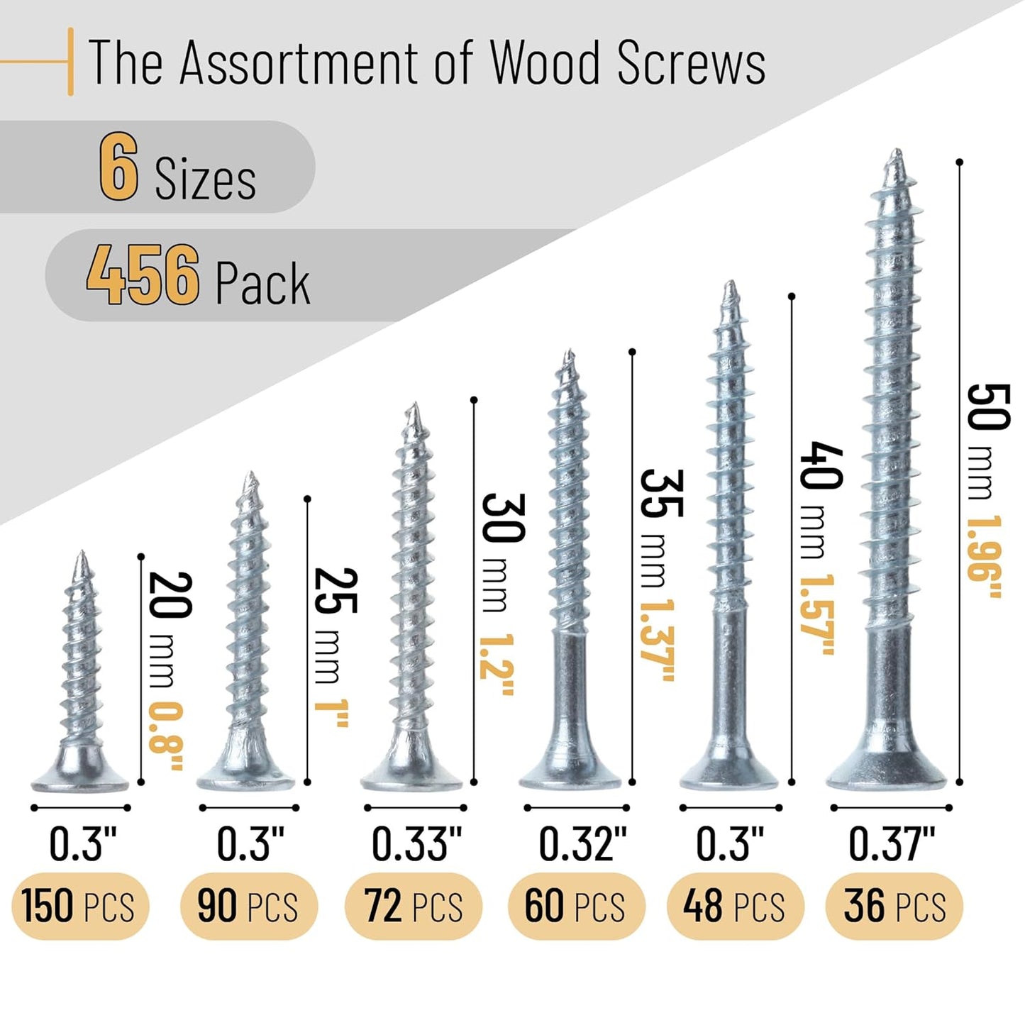 Mr. Pen Wood Screws Assortment Kit, 152 Pcs, Phillips Tips, Wood Screws, Screws, Assorted Screws, Screws Set, Flat Head Screws, Assorted Wood Screws, Screws Assortment, Screw Set Assortment