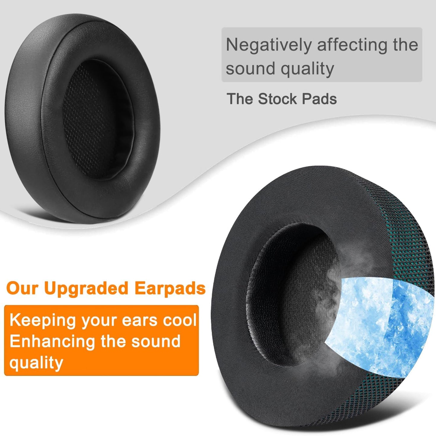 SOULWIT Cooling Gel Ear Pads Replacement for Corsair Virtuoso RGB Wireless XT SE Gaming Headset, Earpads Cushions with High-Density Noise Isolation Foam, Added Thickness - Black